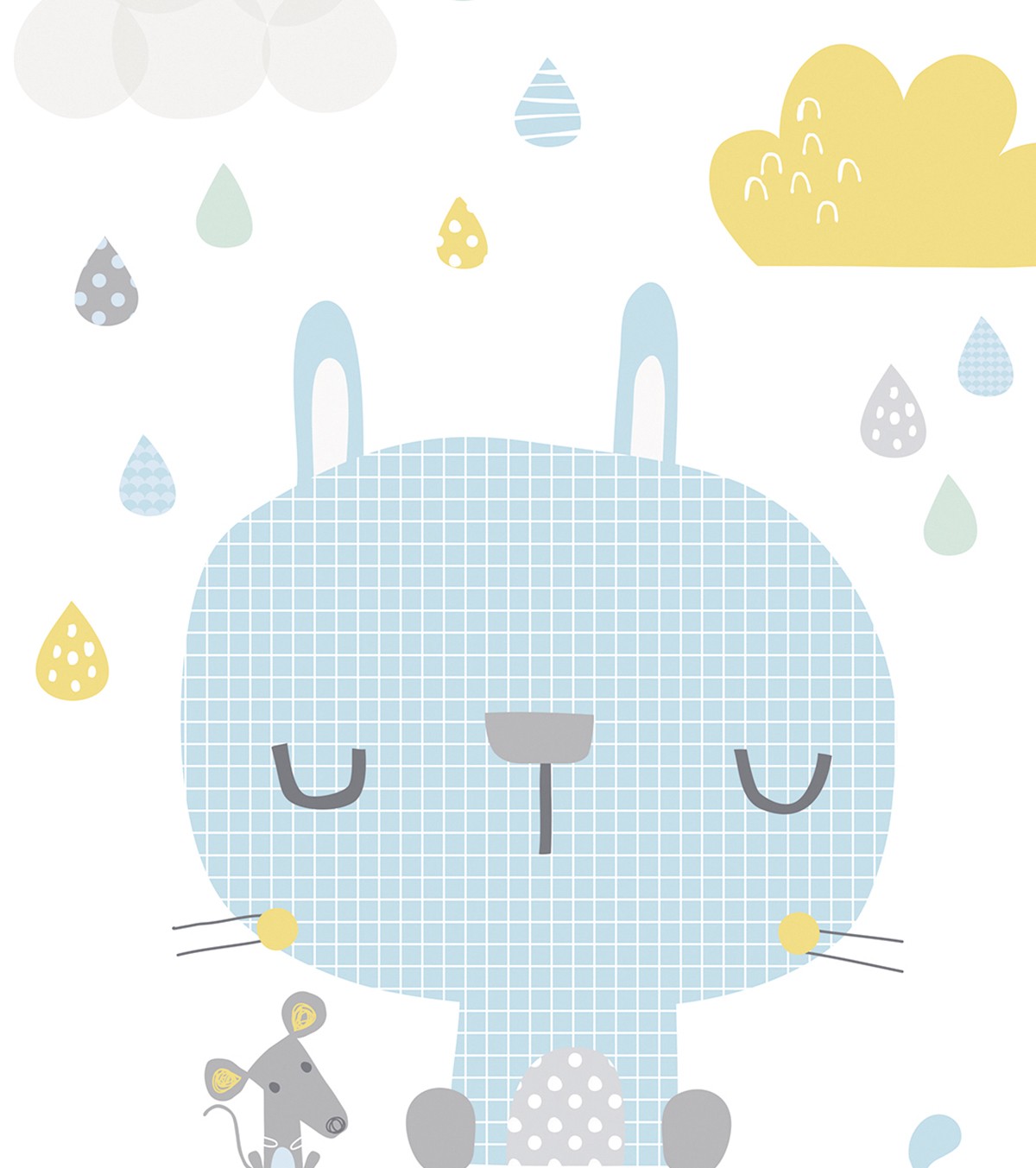 Smile It's Raining - Children's Poster - Rabbit And Mouse