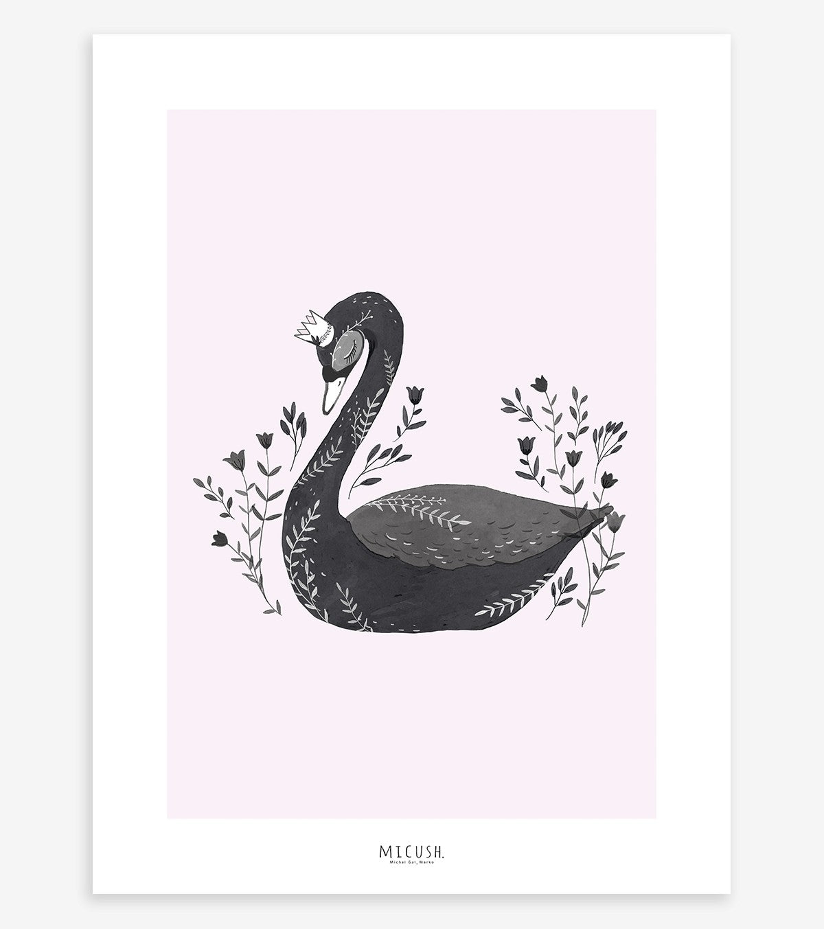 Little Princess - Children's Poster - Swan (black)