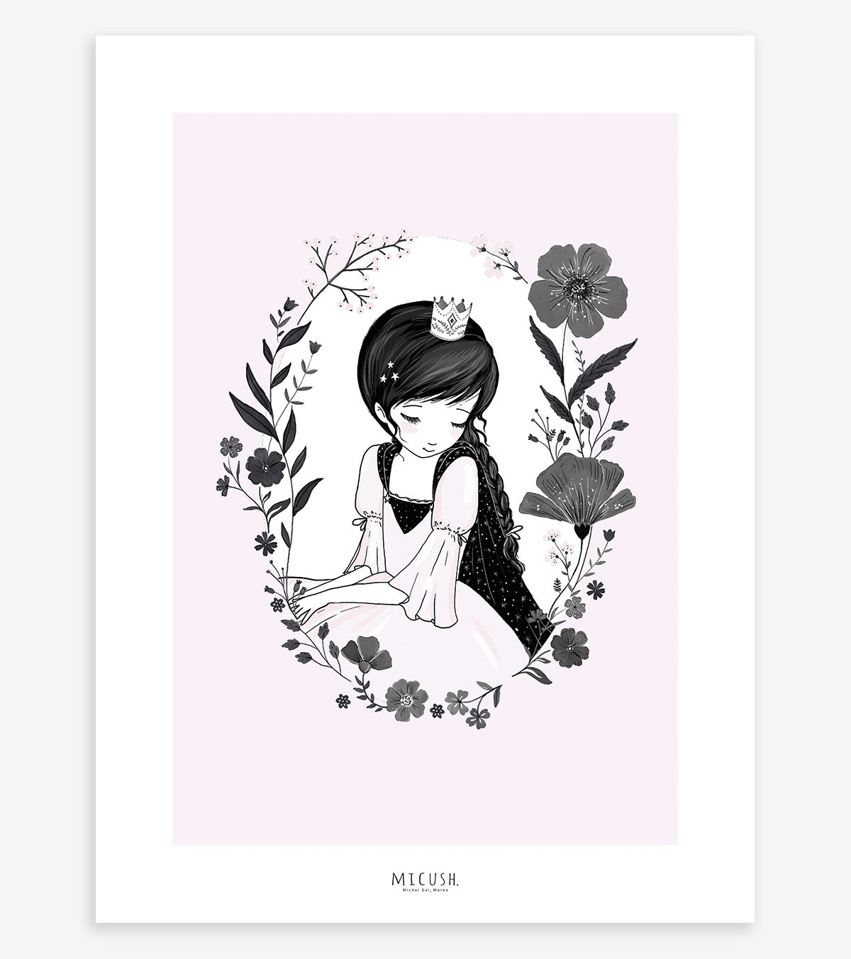 Little Princess - Children's Poster - Princess And Flowers