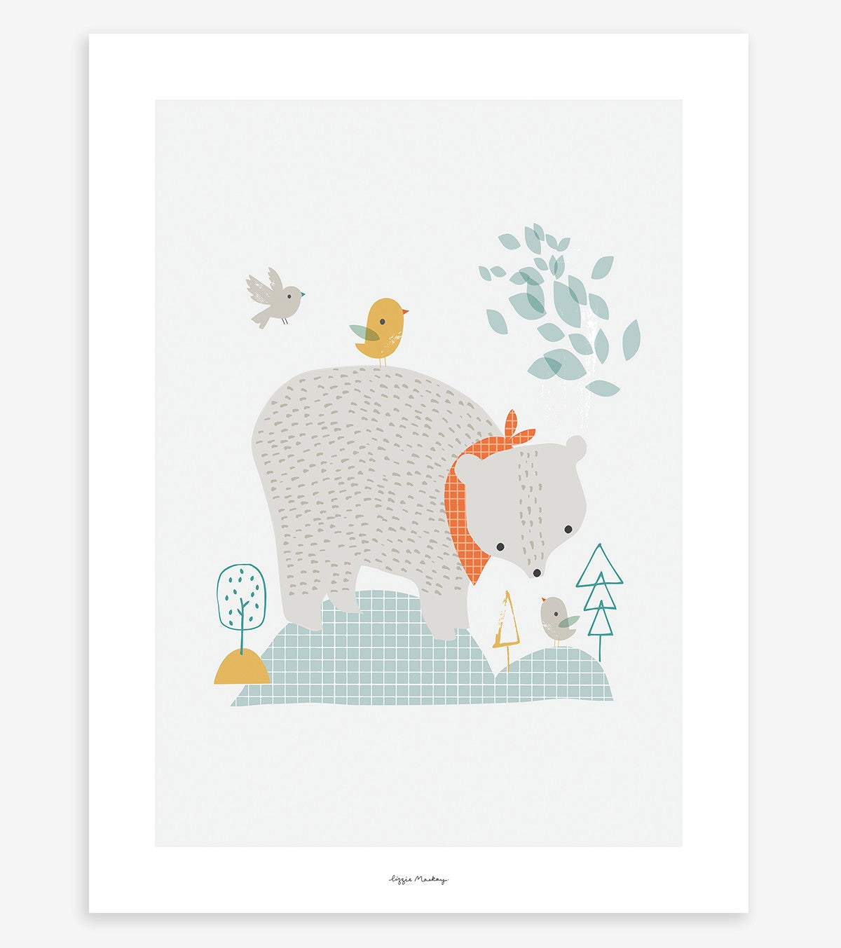 Woodland - Children's Poster - Bear And Forest