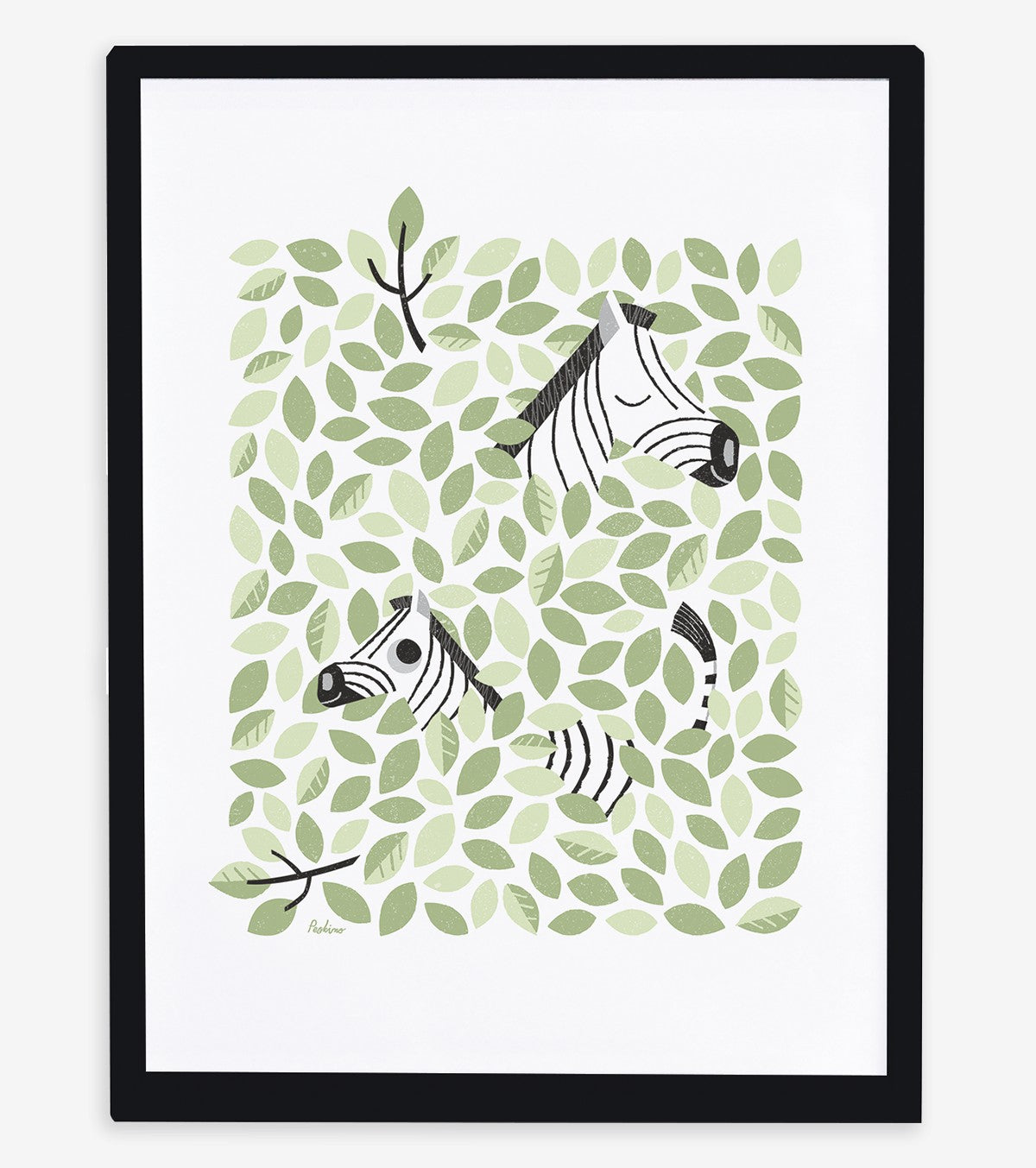 Hide & Seek - Children's Poster - Zebra And Leaves