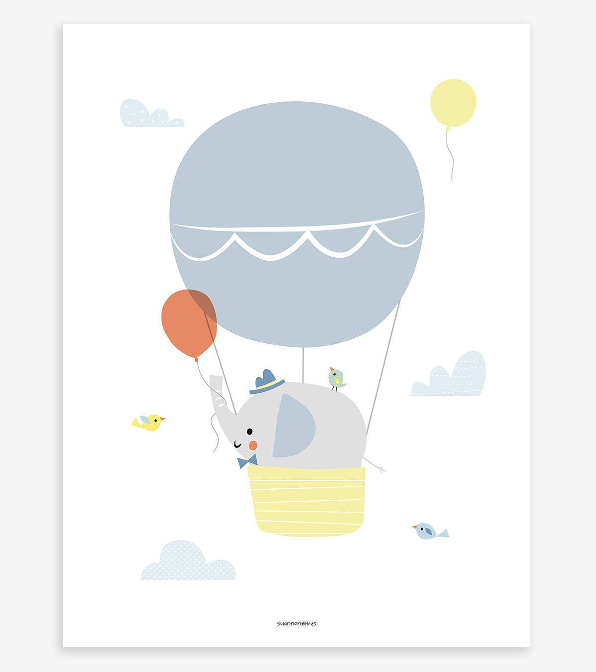 Up! - Children's Poster - Elephant In A Hot-air Balloon