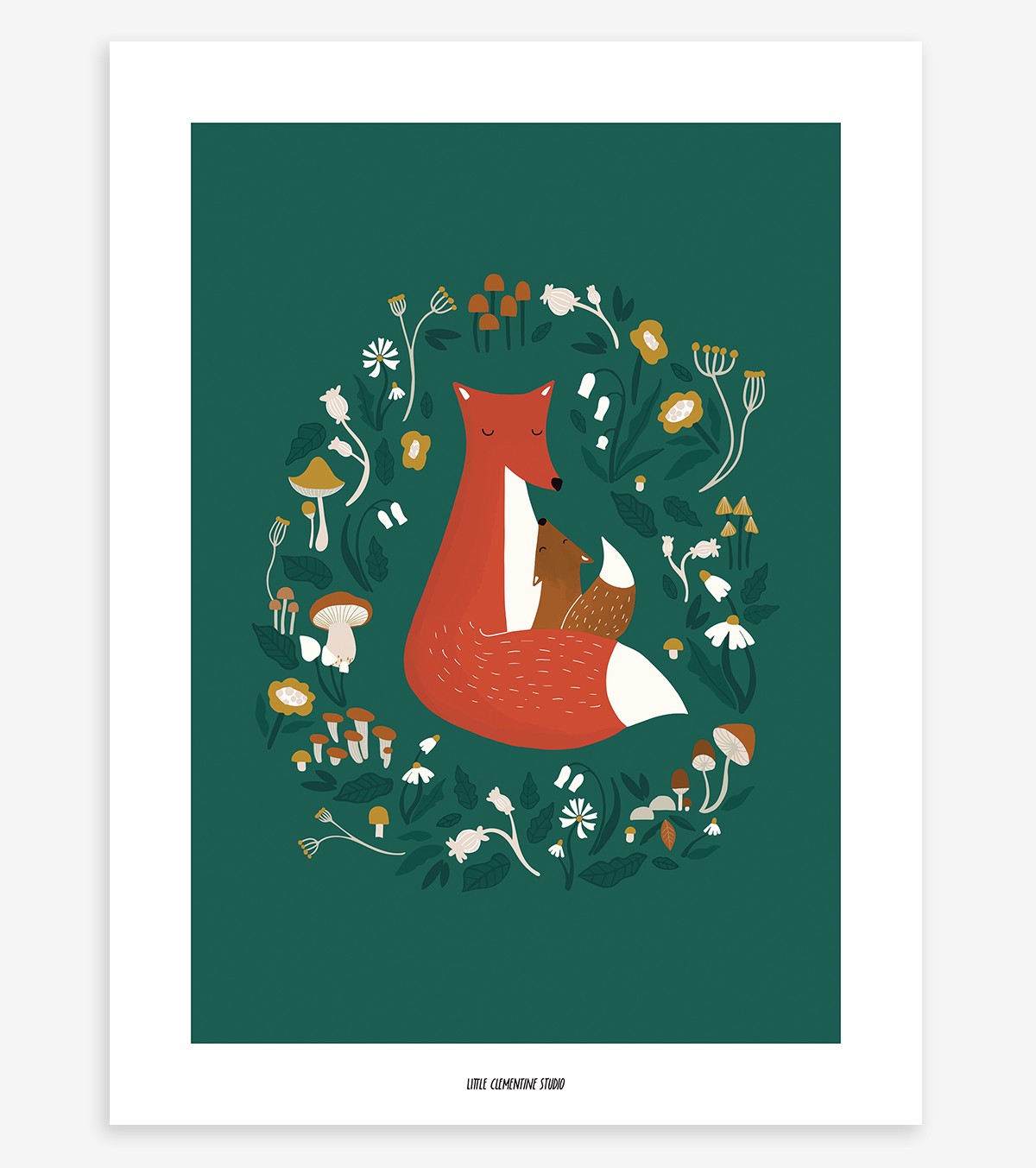 Forest Happiness - Children's Poster - Fox Family