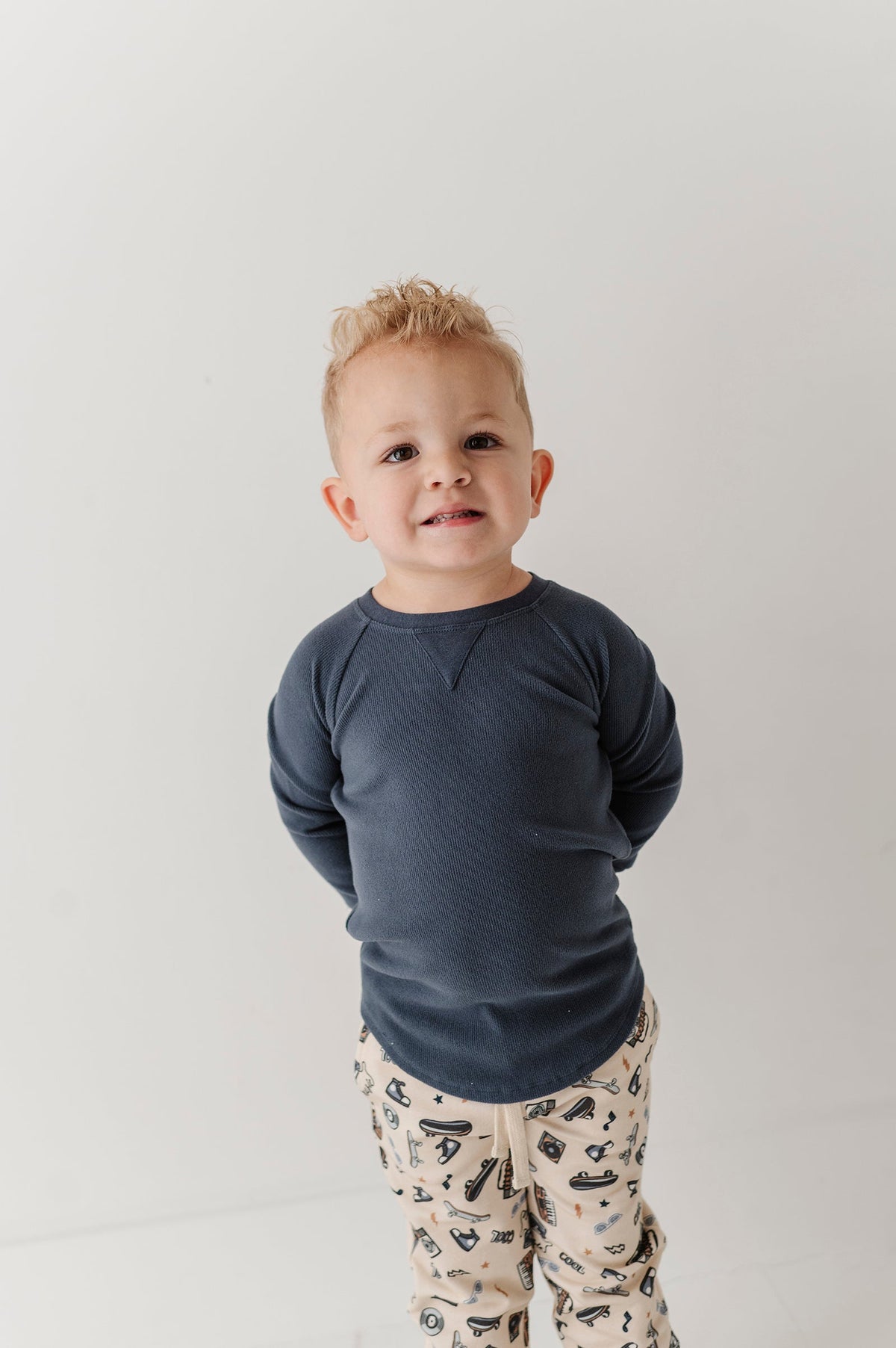 Boys Ribbed Top In Nightfall Blue