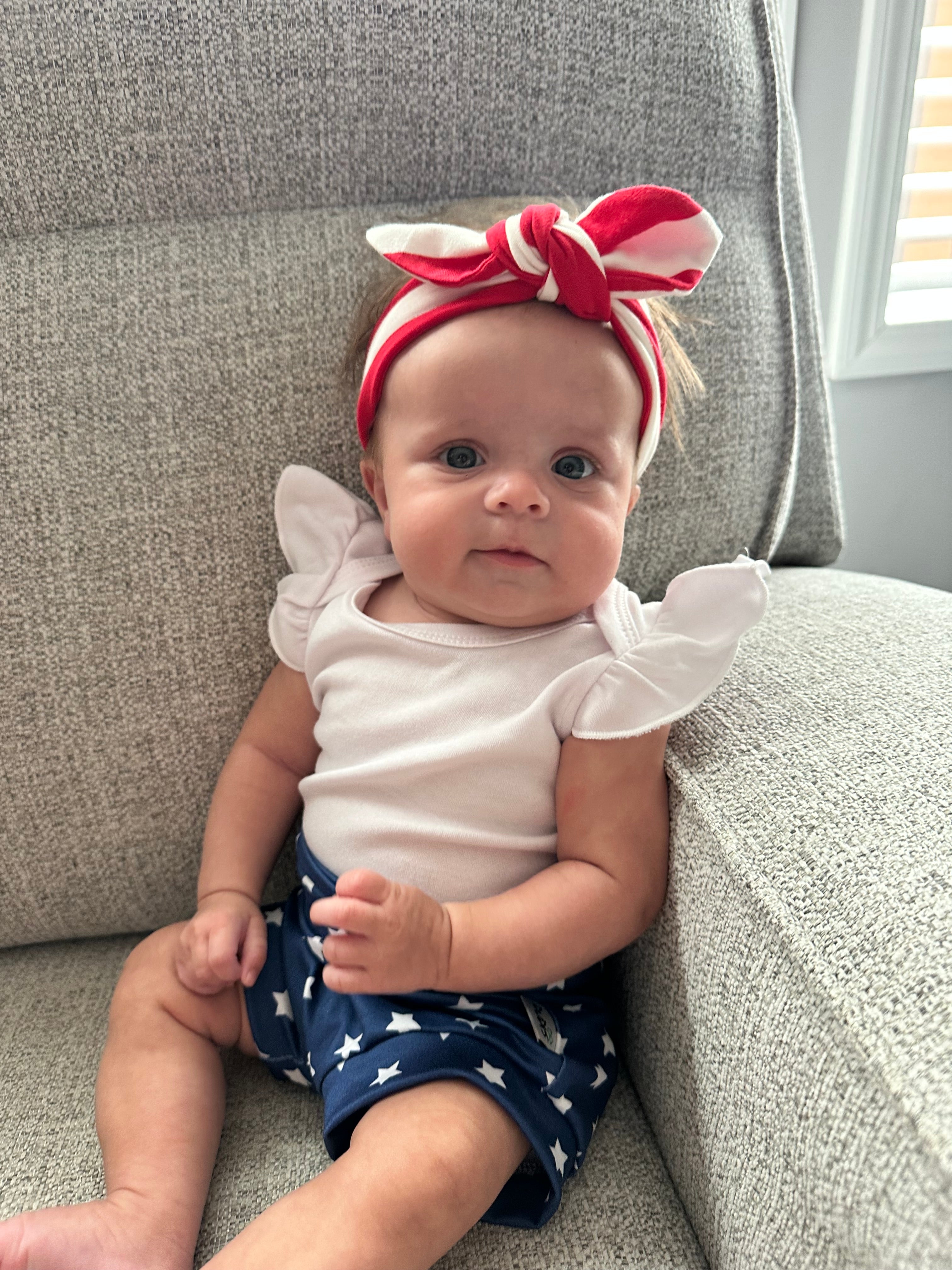 Navy Stars Bummies With Red/white Stripe Headband Set
