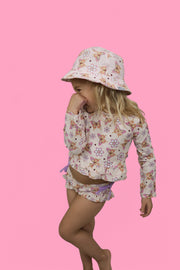 Blossomin’ Butterfly Dream 2-piece Rash Guard Ruffle Swim Suit