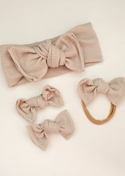 Oat Waffle Knit Bow
