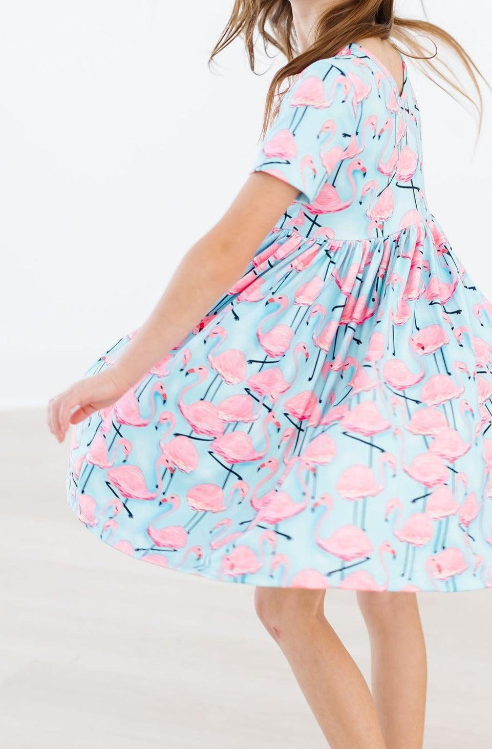 Pretty In Pink Flamingos S/s Twirl Dress