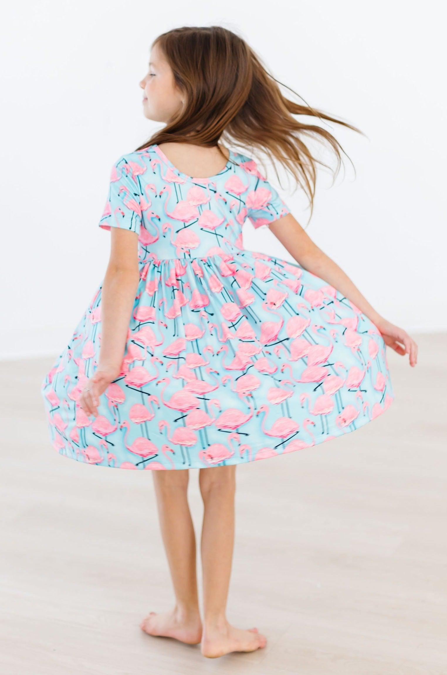 Pretty In Pink Flamingos S/s Twirl Dress