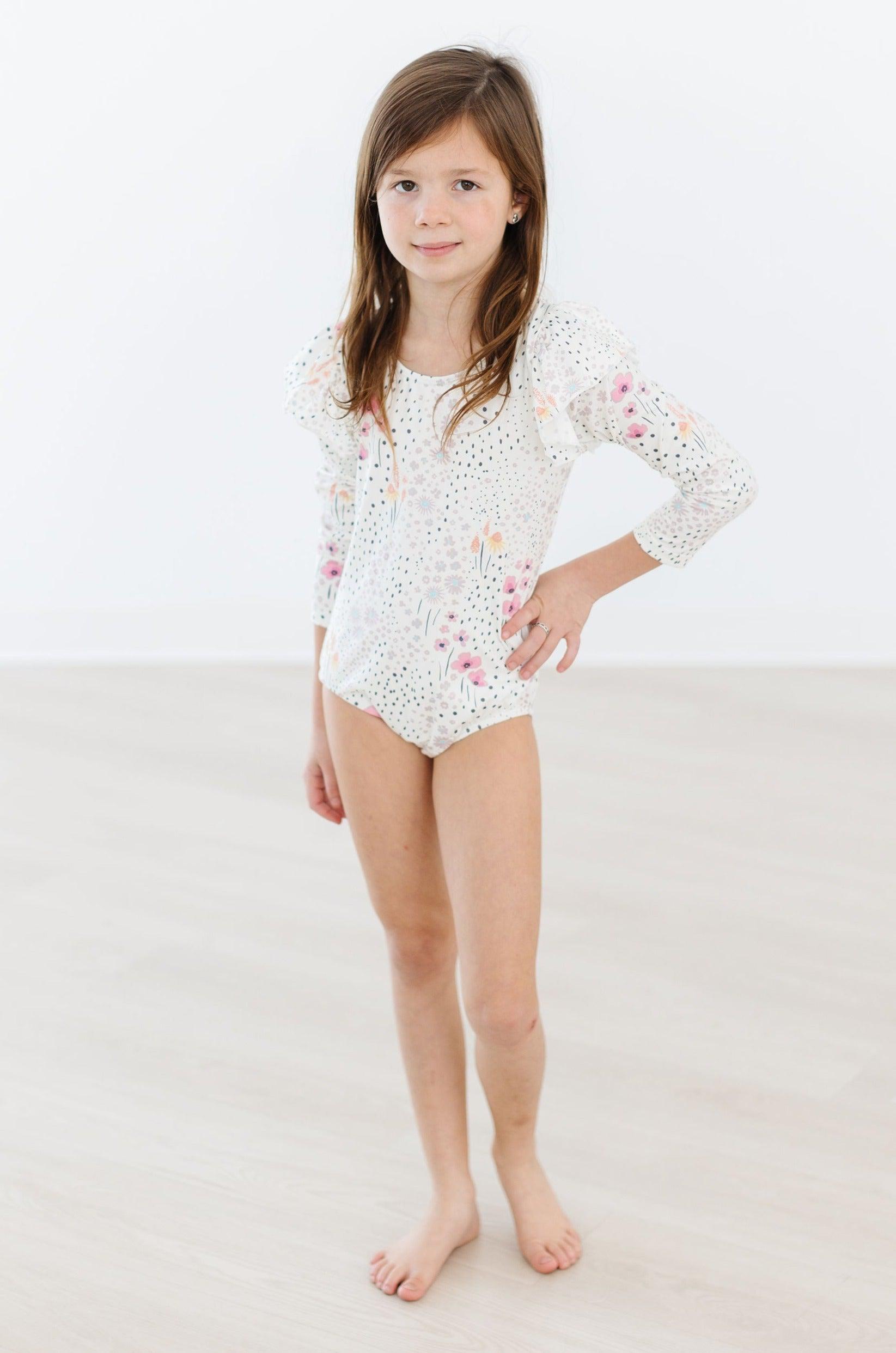 Whimsical Wildflowers L/s Flutter Sleeve Leotard