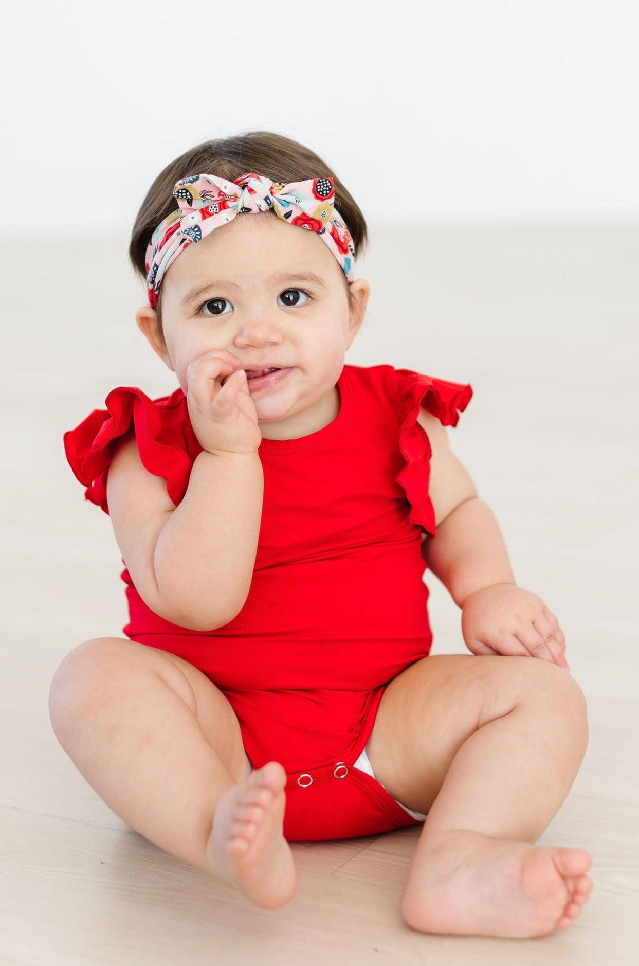 Red S/s Flutter Bodysuit