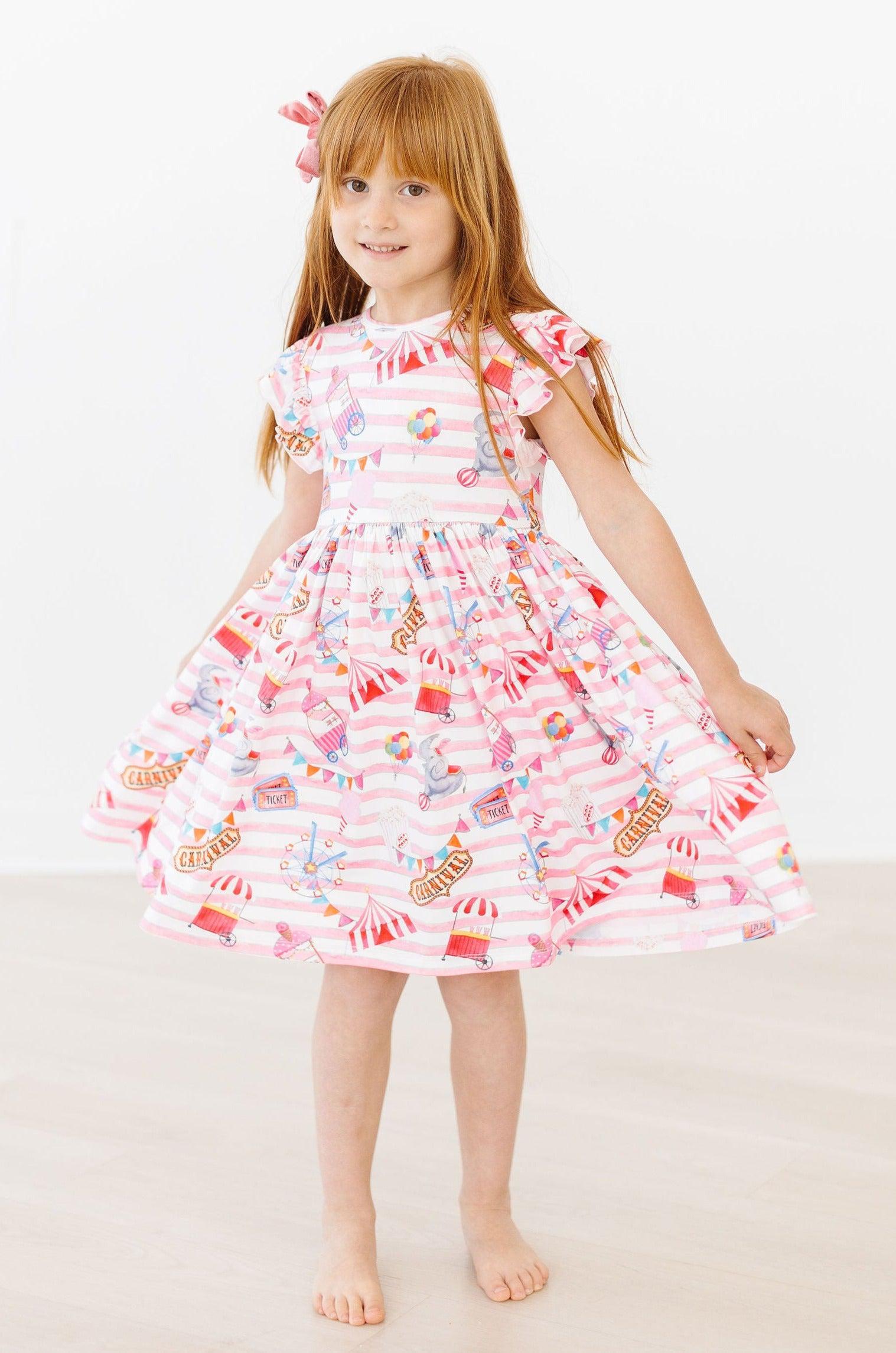 Off To The Circus Flutter Sleeve Twirl Dress