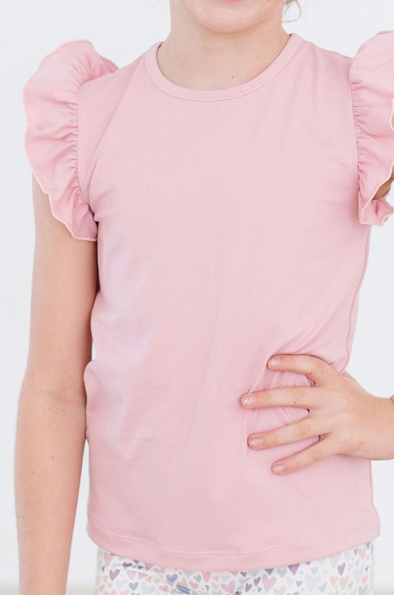 Vintage Pink S/s Ruffle Tee