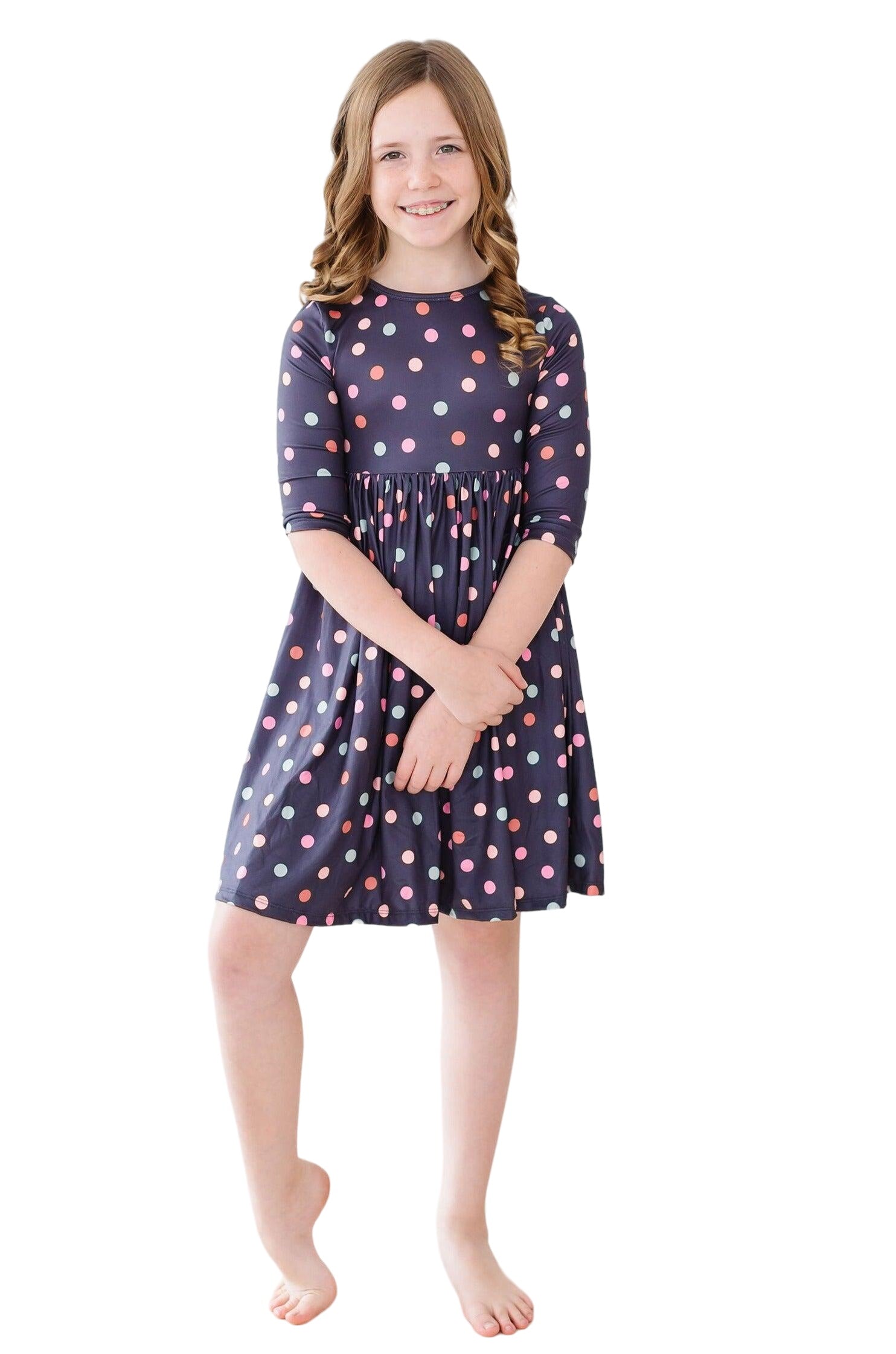 City Girl 3/4 Sleeve Twirl Dress