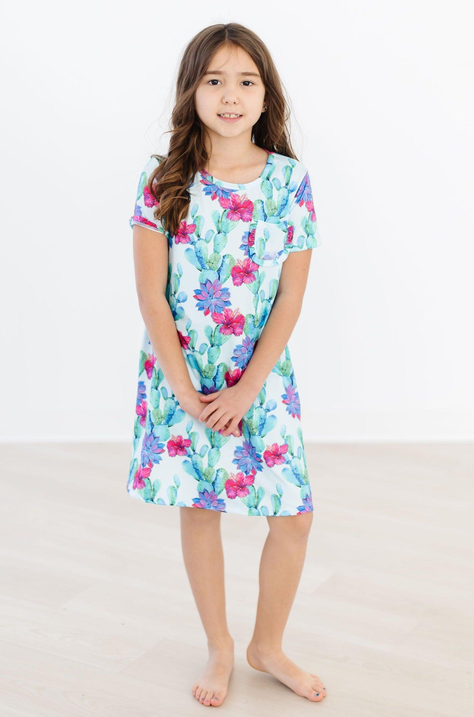 Cactus Flower T-shirt Dress