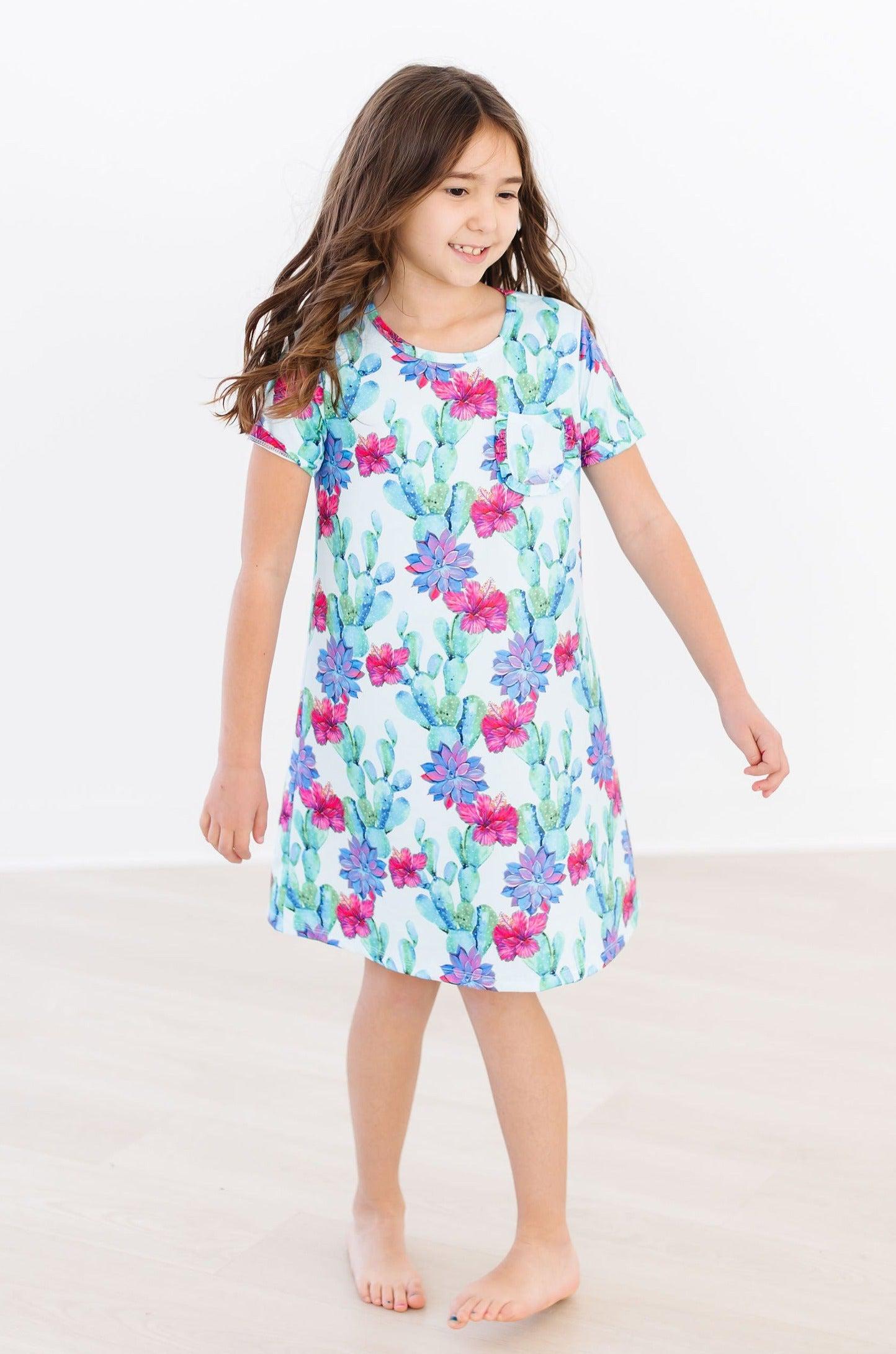 Cactus Flower T-shirt Dress