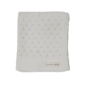 Vanilla White Pointelle Knit Blanket
