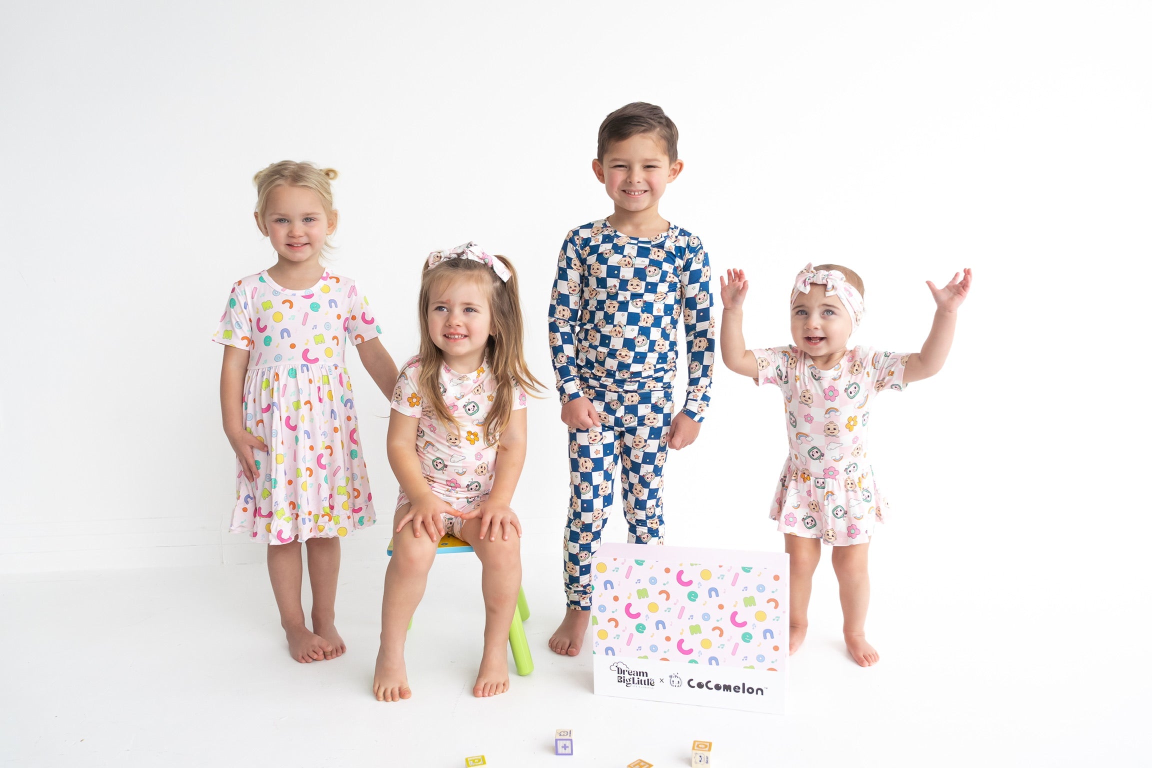 Dream Big Little Co X Cocomelon Jj Rainbow Checkers Dream Short Set