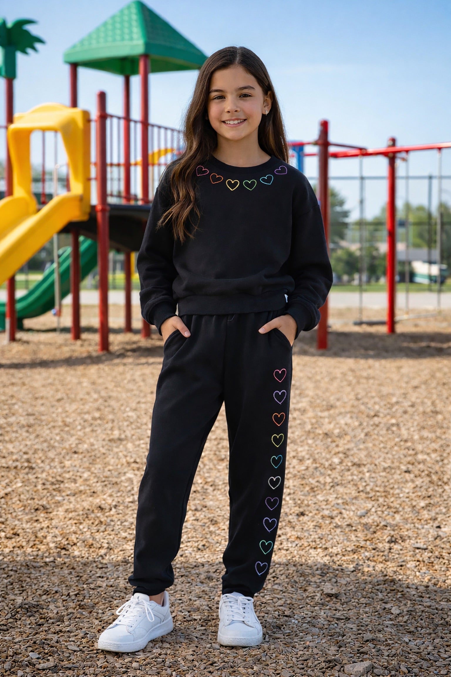 Tweenstyle By Stoopher - Embroidered Heart Sweatsuit