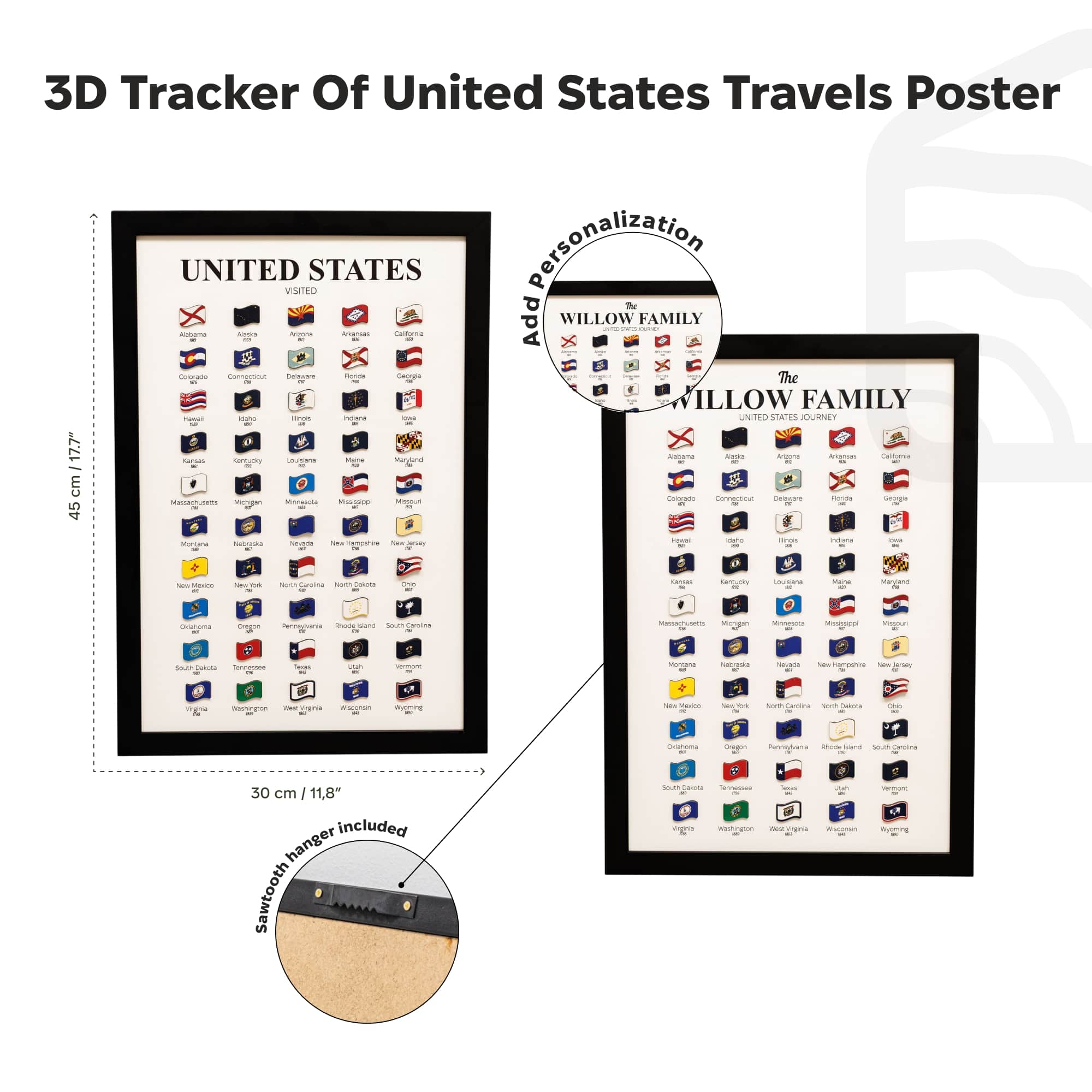 Poster Travel Tracker States Usa