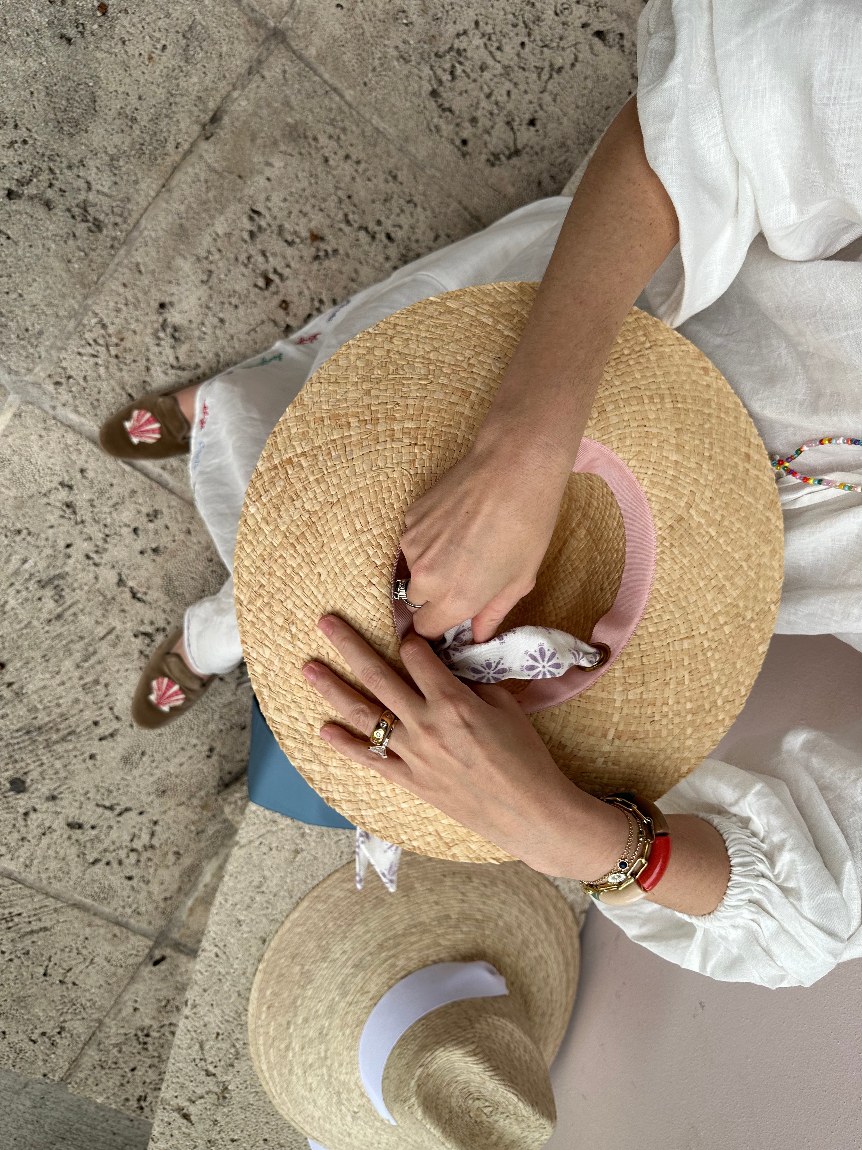 Oleander Sun Hat - Wide French Blue Grosgrain Ribbon