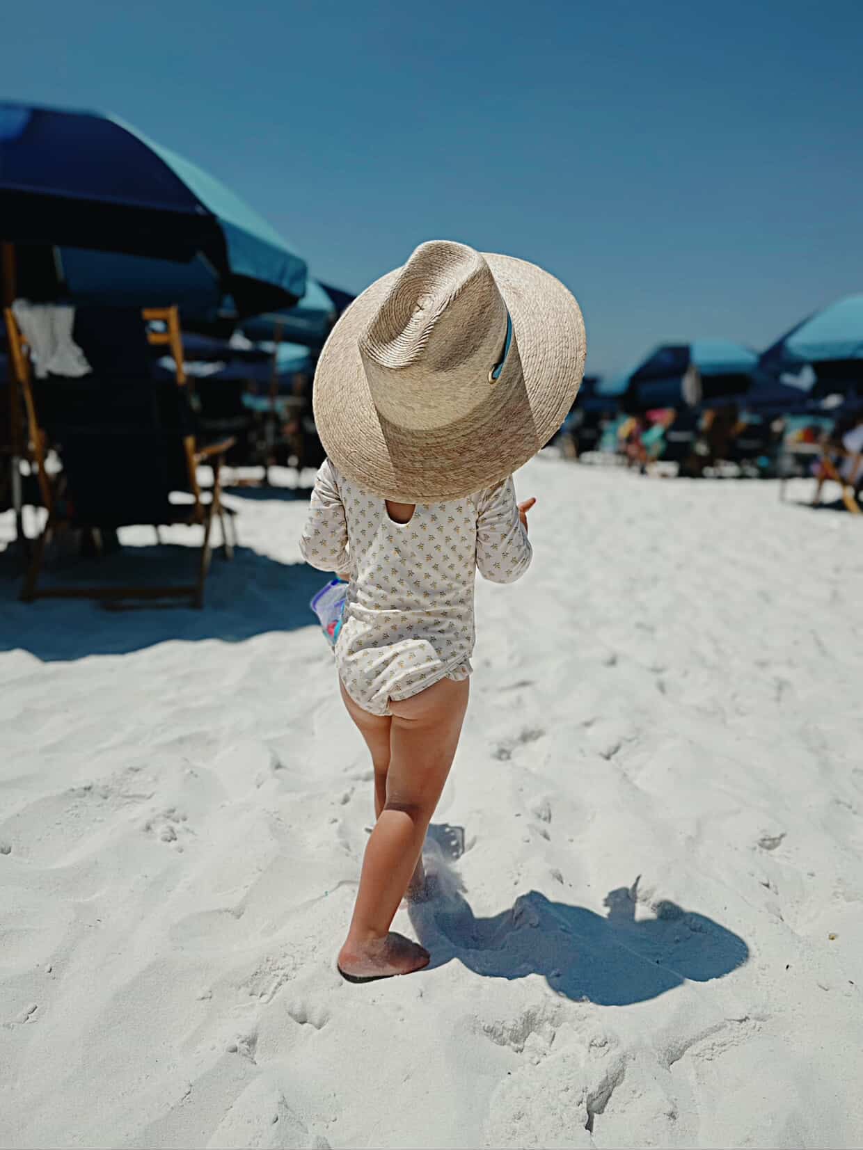 Petunia Girl's Sun Hat - Long Navy Grosgrain Ribbon With Wood Nautical Toggle
