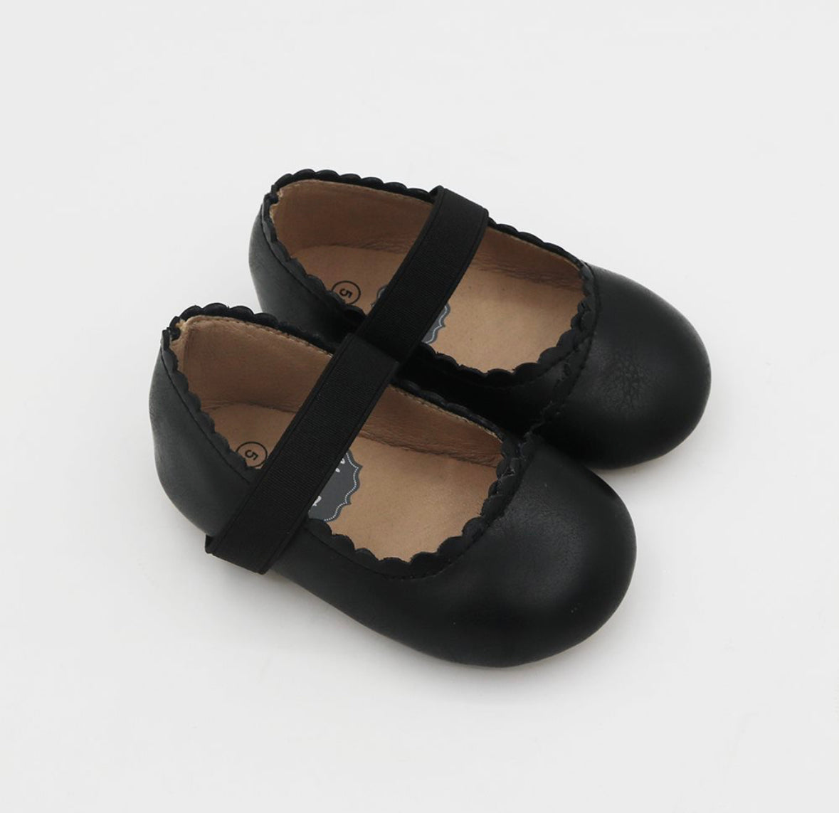 Taila's - Elastic Band Mary Jane - Black Smooth Leather