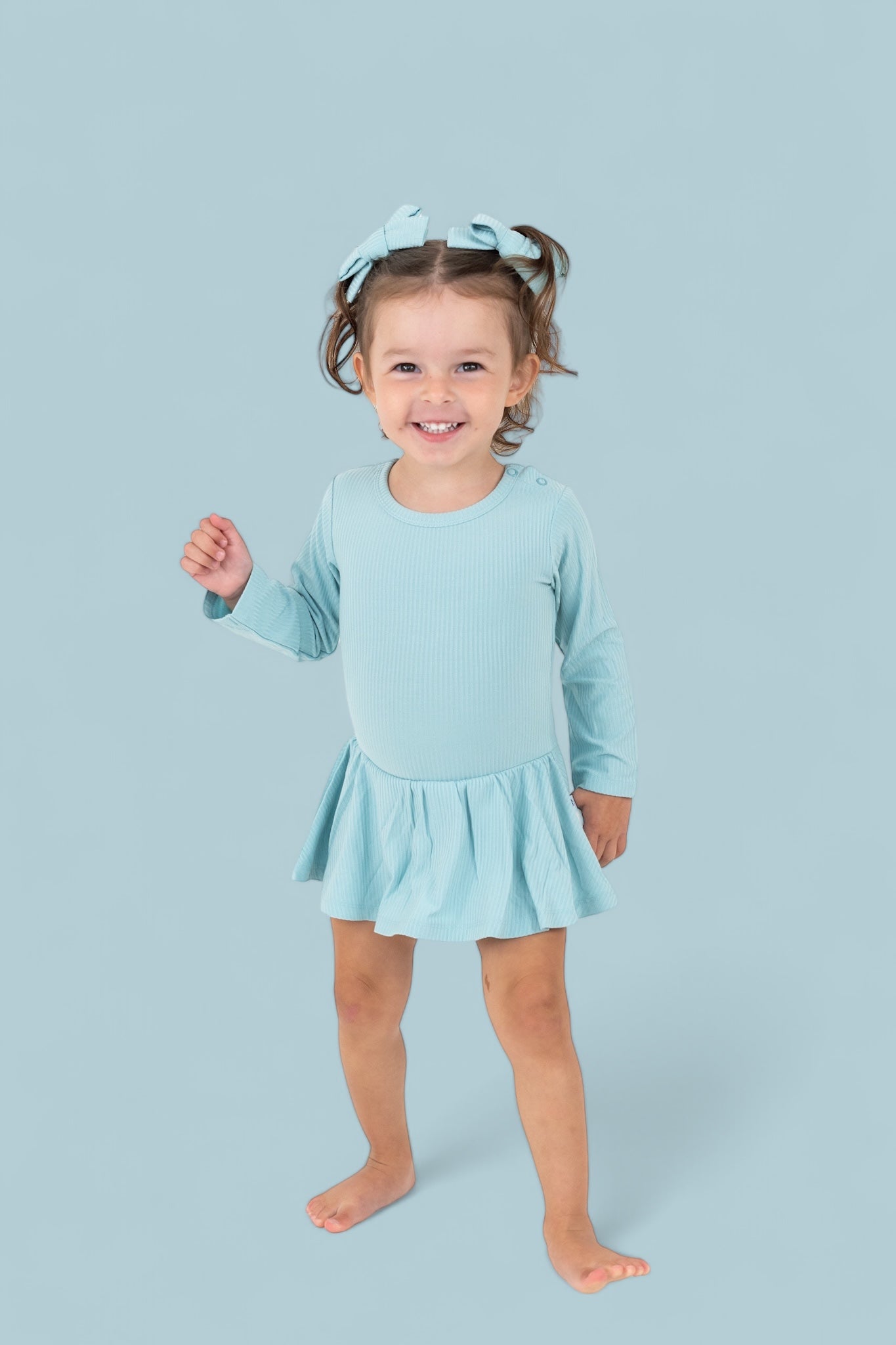 Hazy Blue Rib Dream Bodysuit Dress