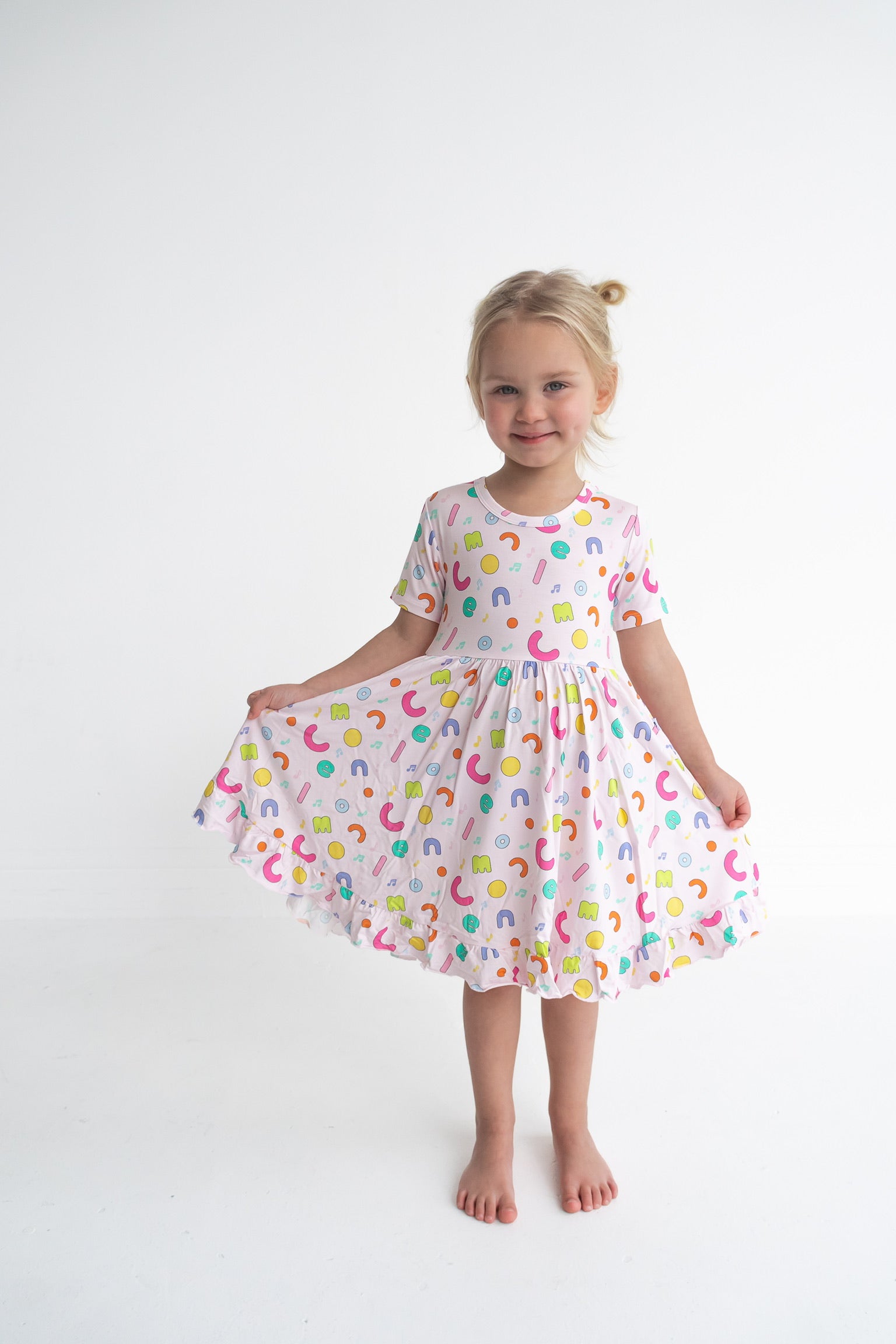 Dream Big Little Co X Cocomelon Alphabet Short Sleeve Dream Ruffle Dress