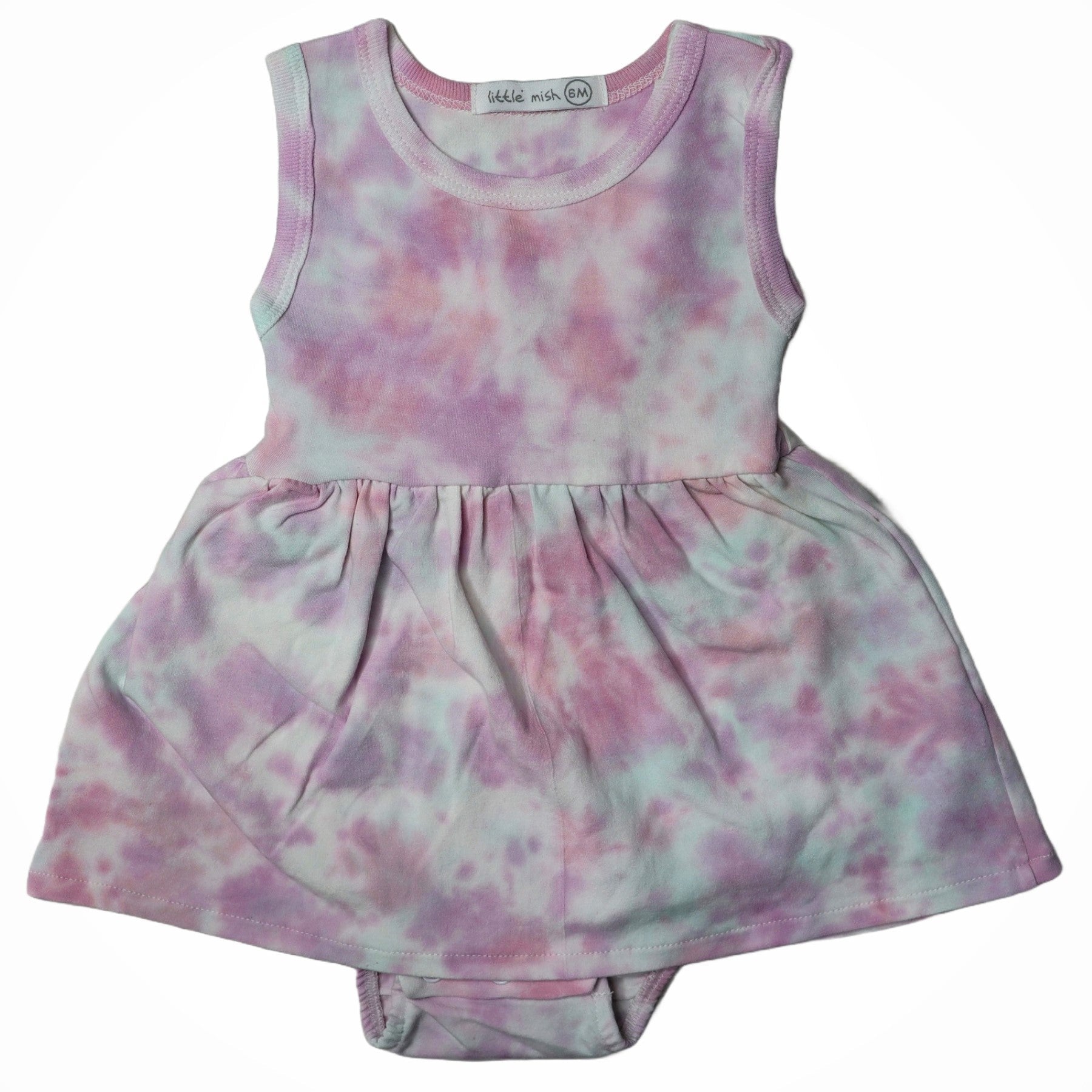 Baby Tie Dye Bodysuit Dress - Peace Out Smiley