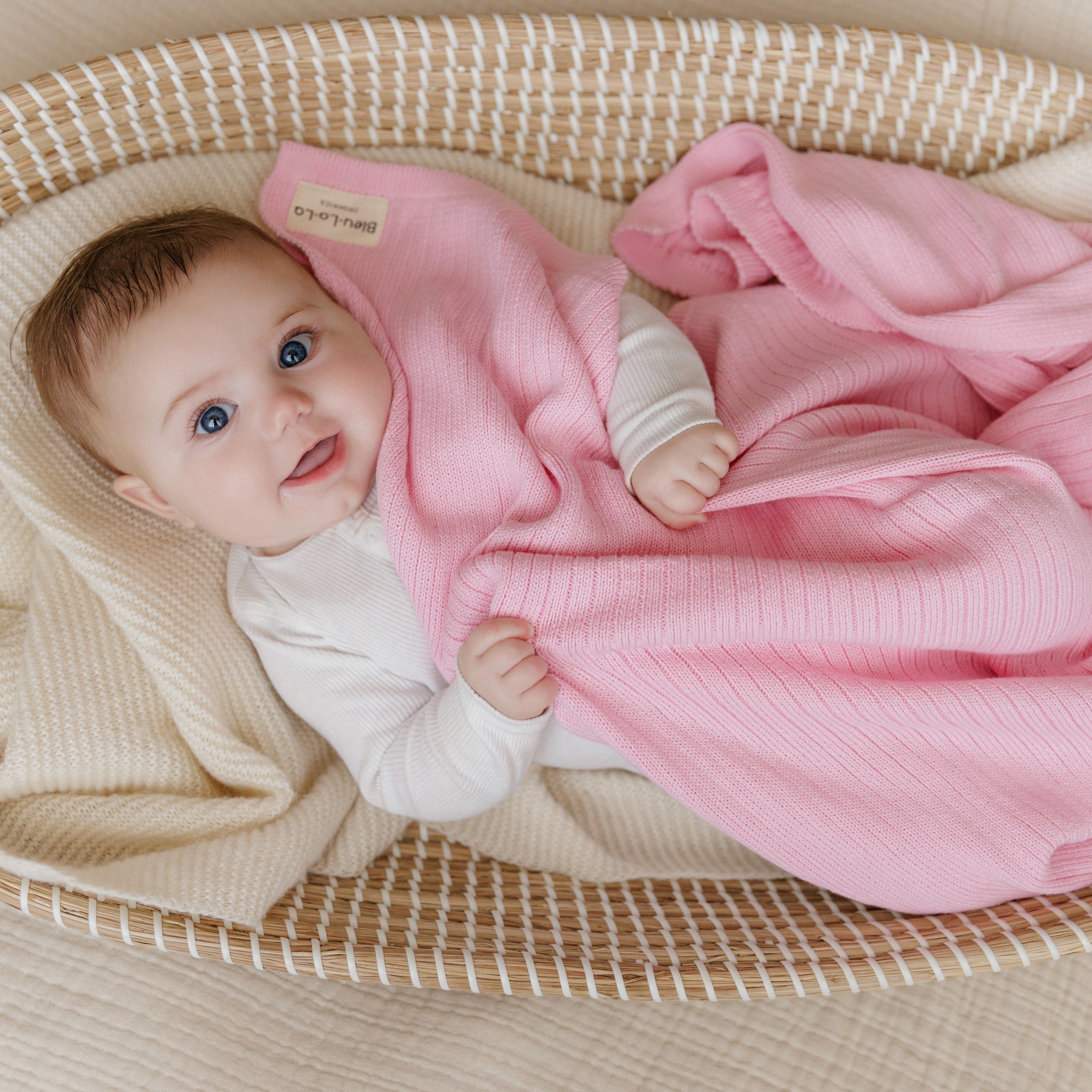 Organic Ribbed Knit Cotton Baby Blanket