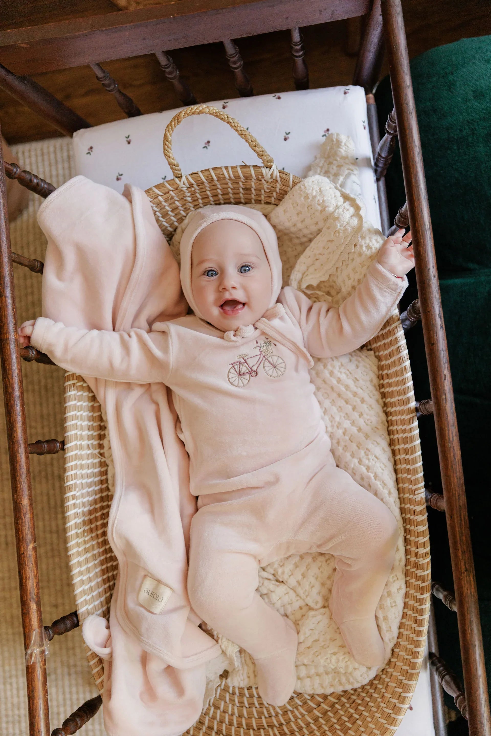 Aurora Pink Velour Bicycle Footie