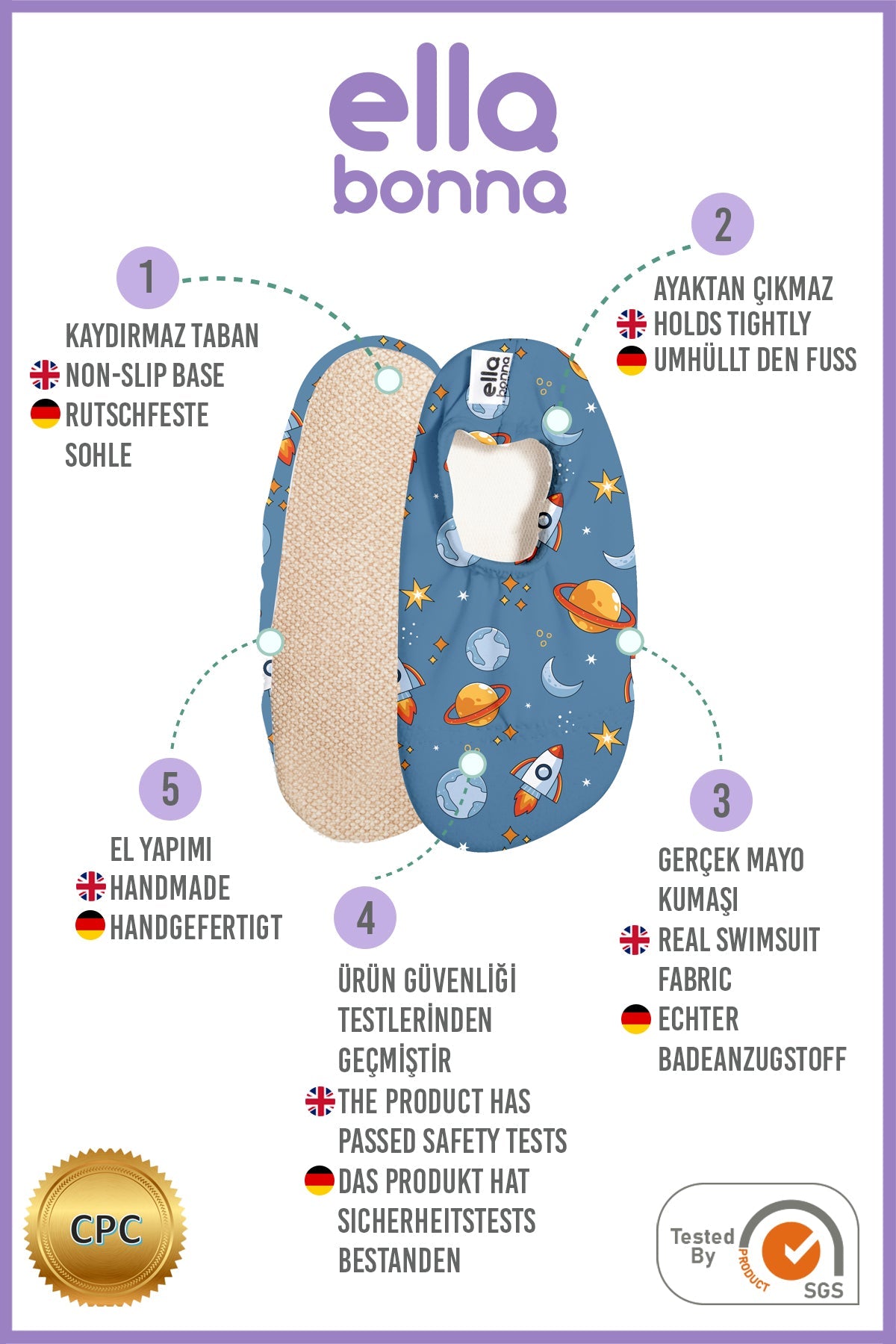 Non-slip Sole, Unisex Baby, Children's Sea Shoes, Pool Booties, Space