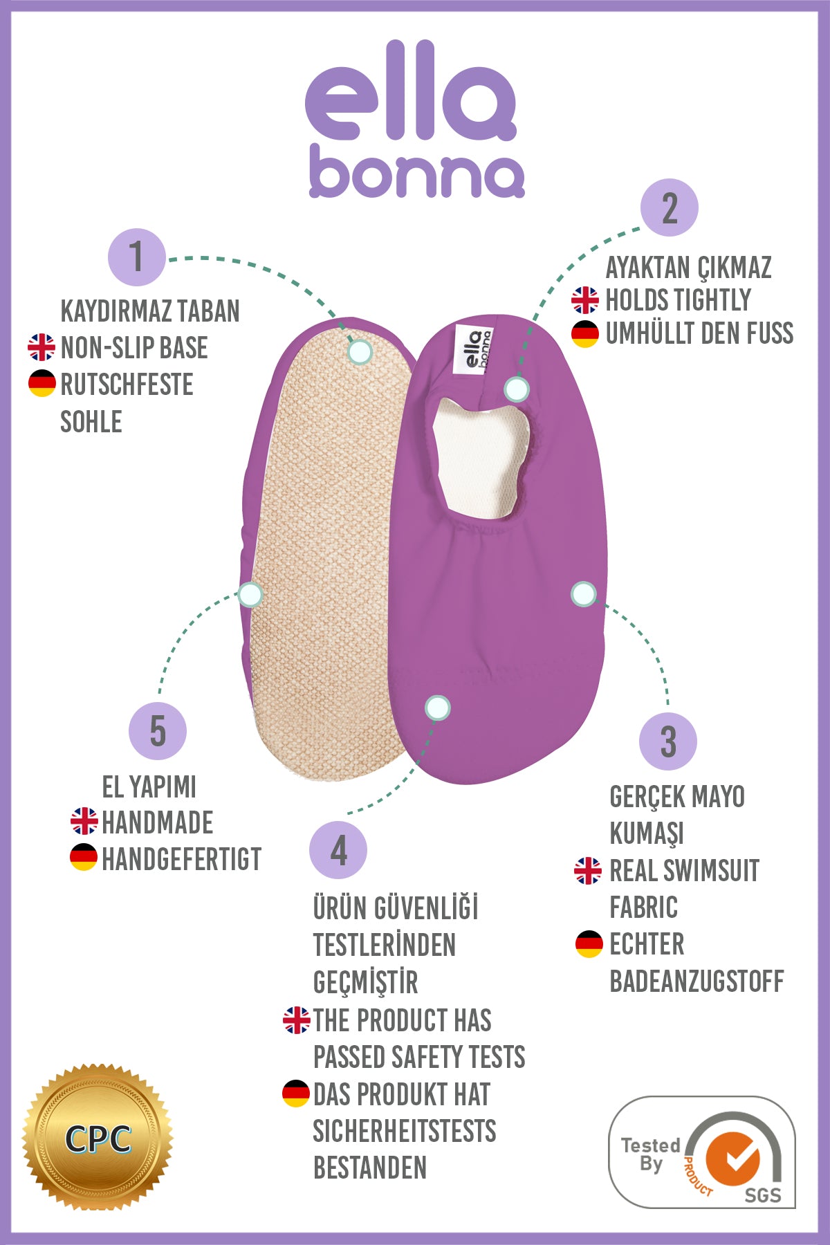 Non-slip Sole, Unisex Baby, Children's Sea Shoes, Pool Booties, Purple