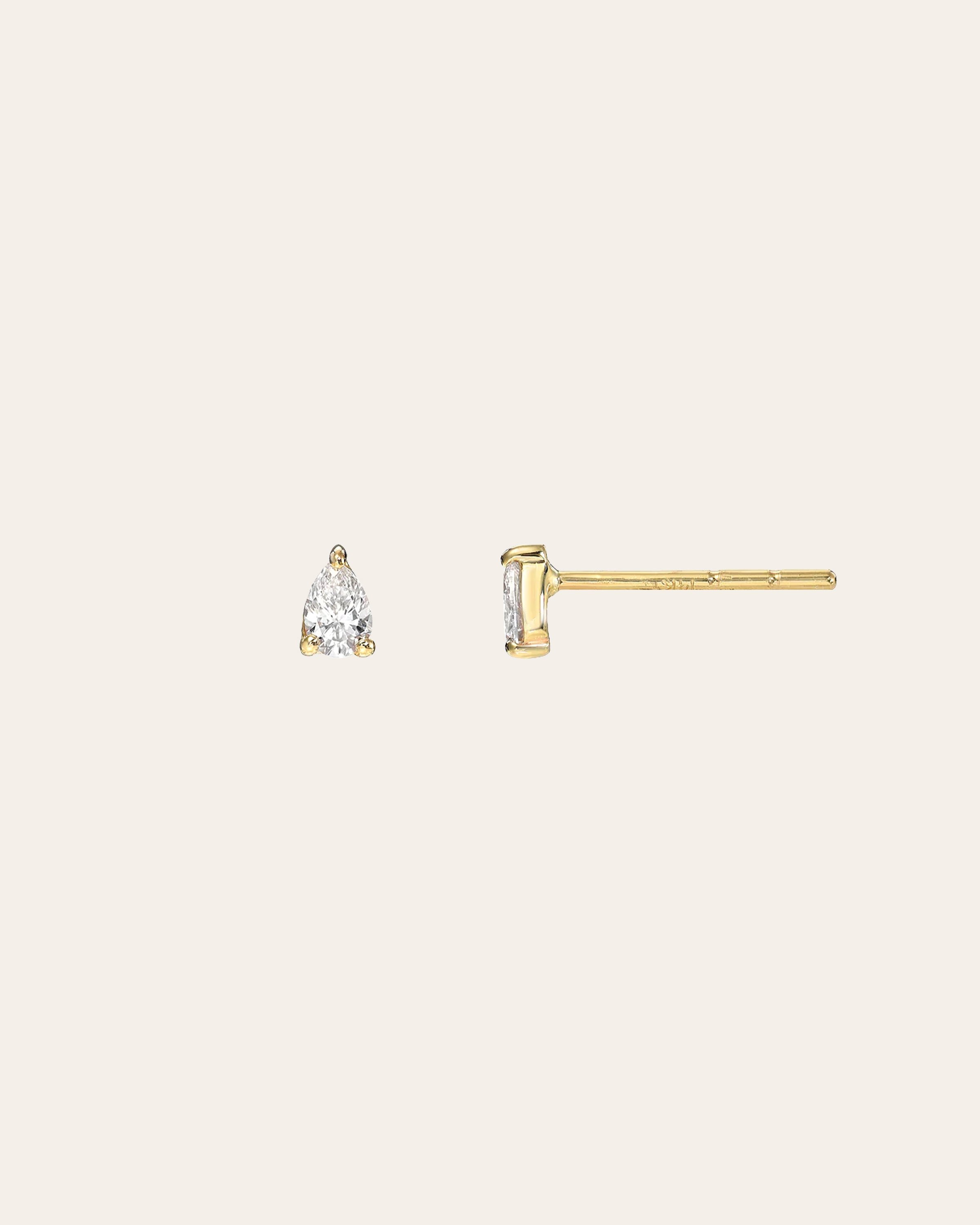 3 Prong Diamond Pear Stud Earrings