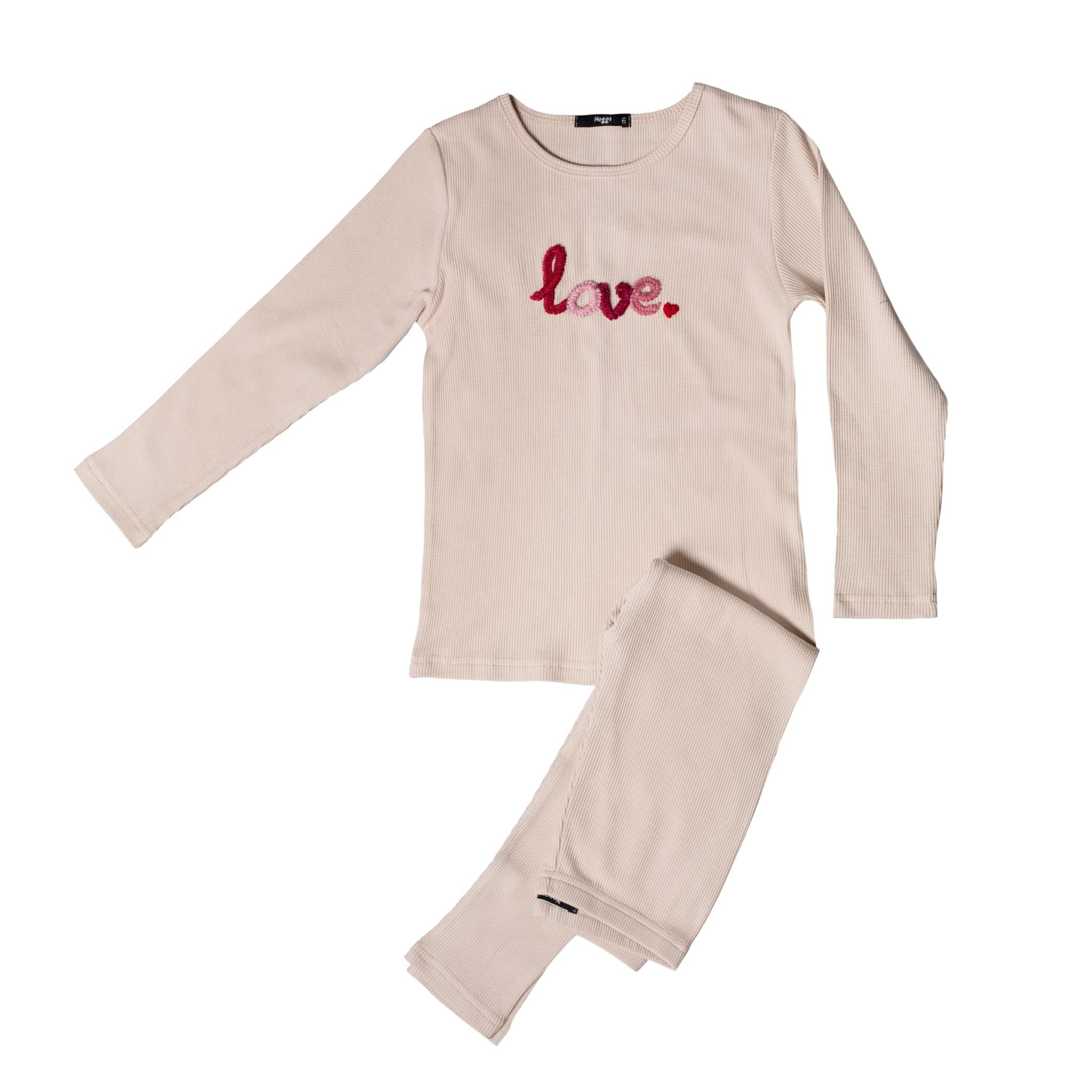 Braided Waffle Love Loungewear Set, Girl