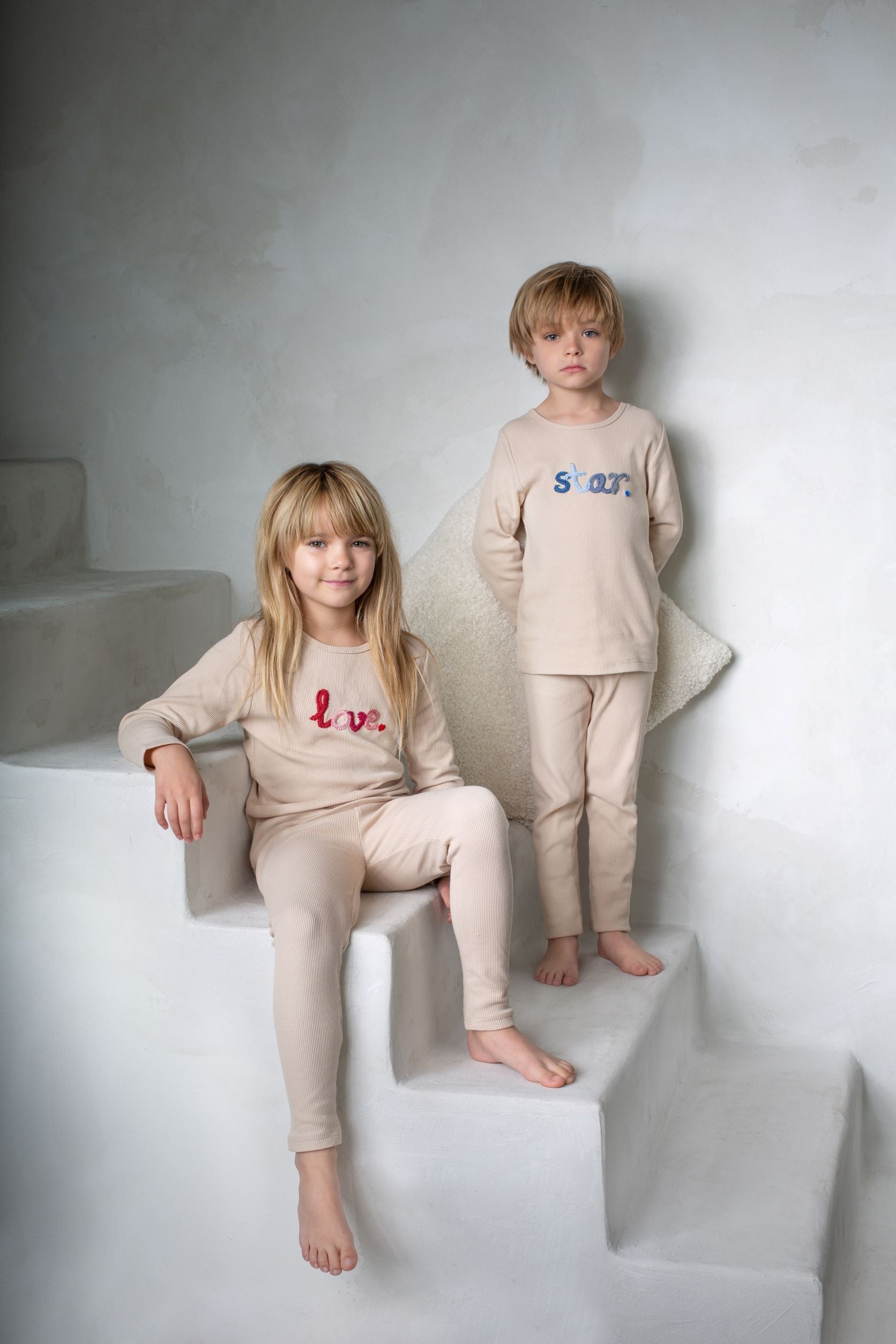 Braided Waffle Love Loungewear Set, Girl