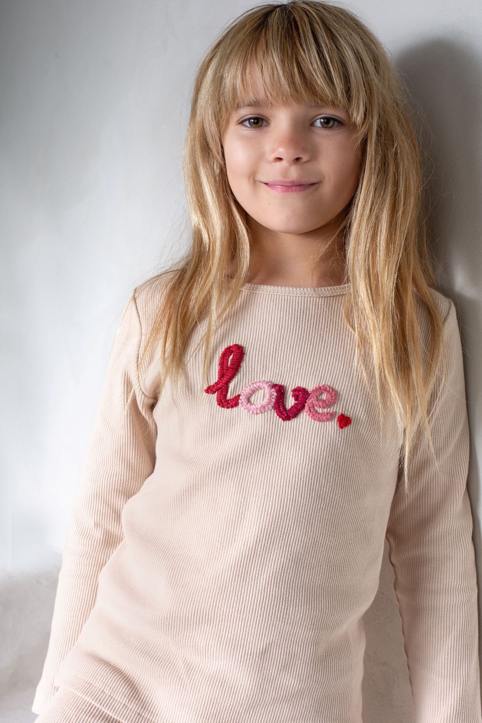 Braided Waffle Love Loungewear Set, Girl