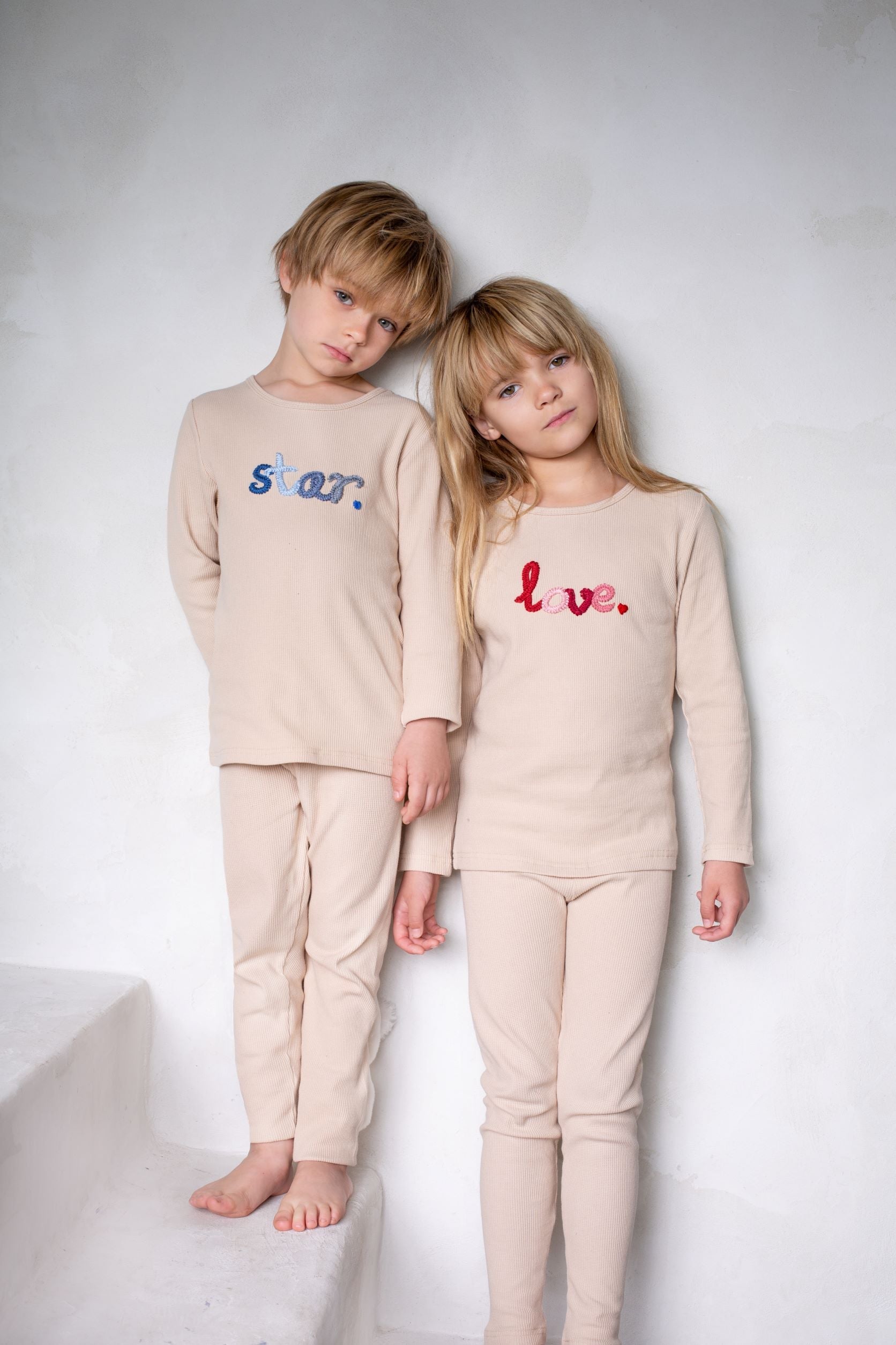 Braided Waffle Love Loungewear Set, Girl