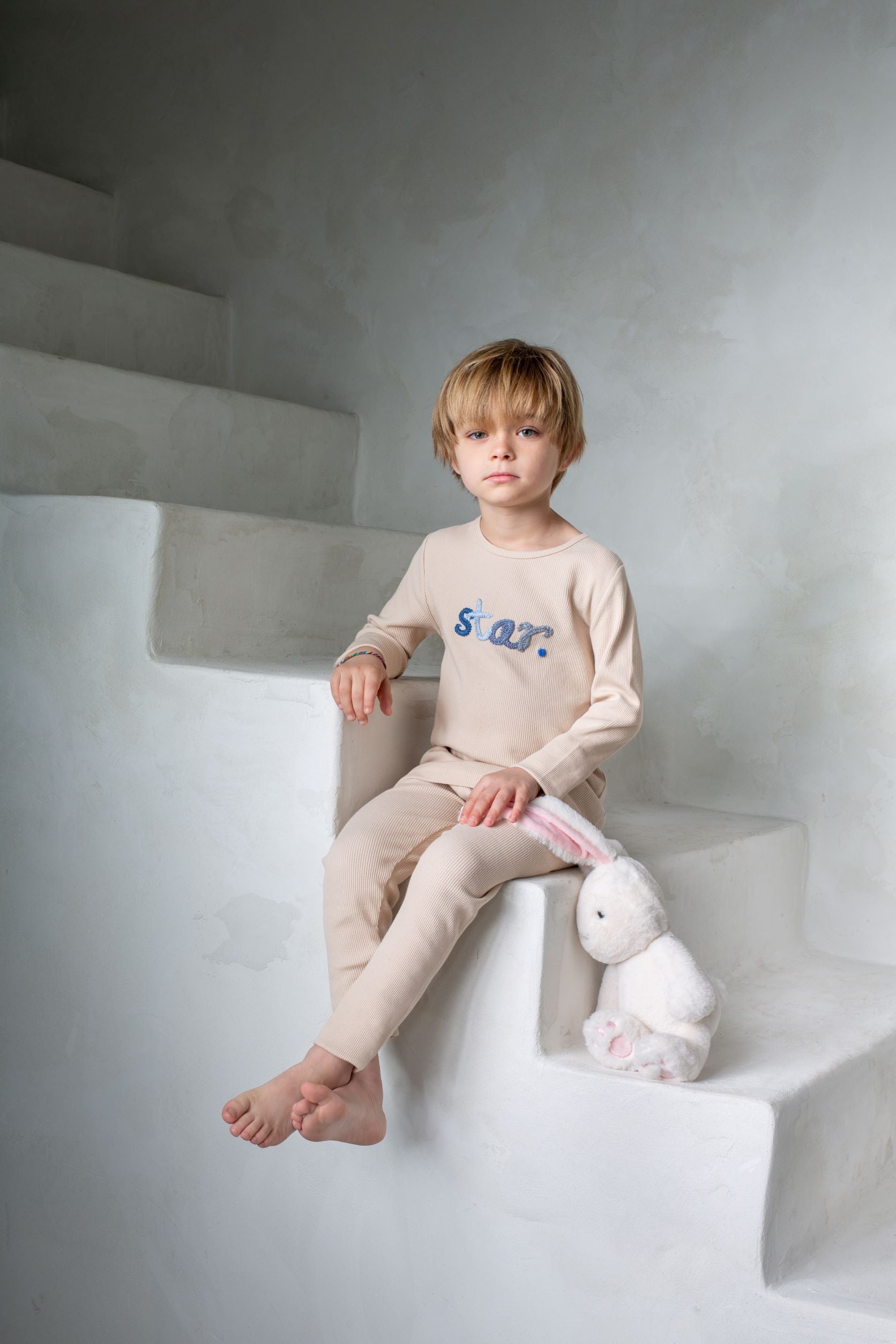 Braided Waffle Star Loungewear Set, Boy