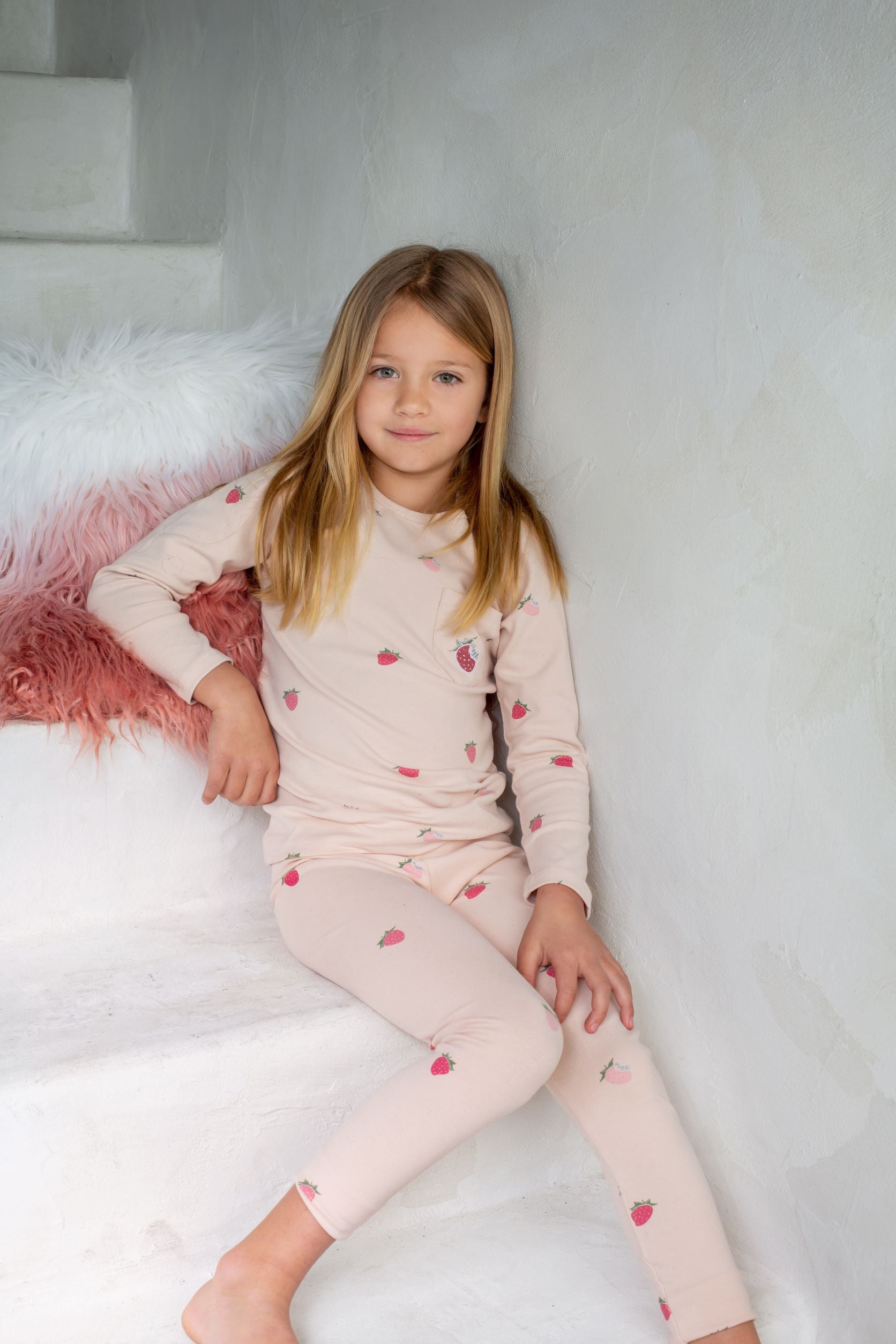 Strawberries Loungewear Set, Girls