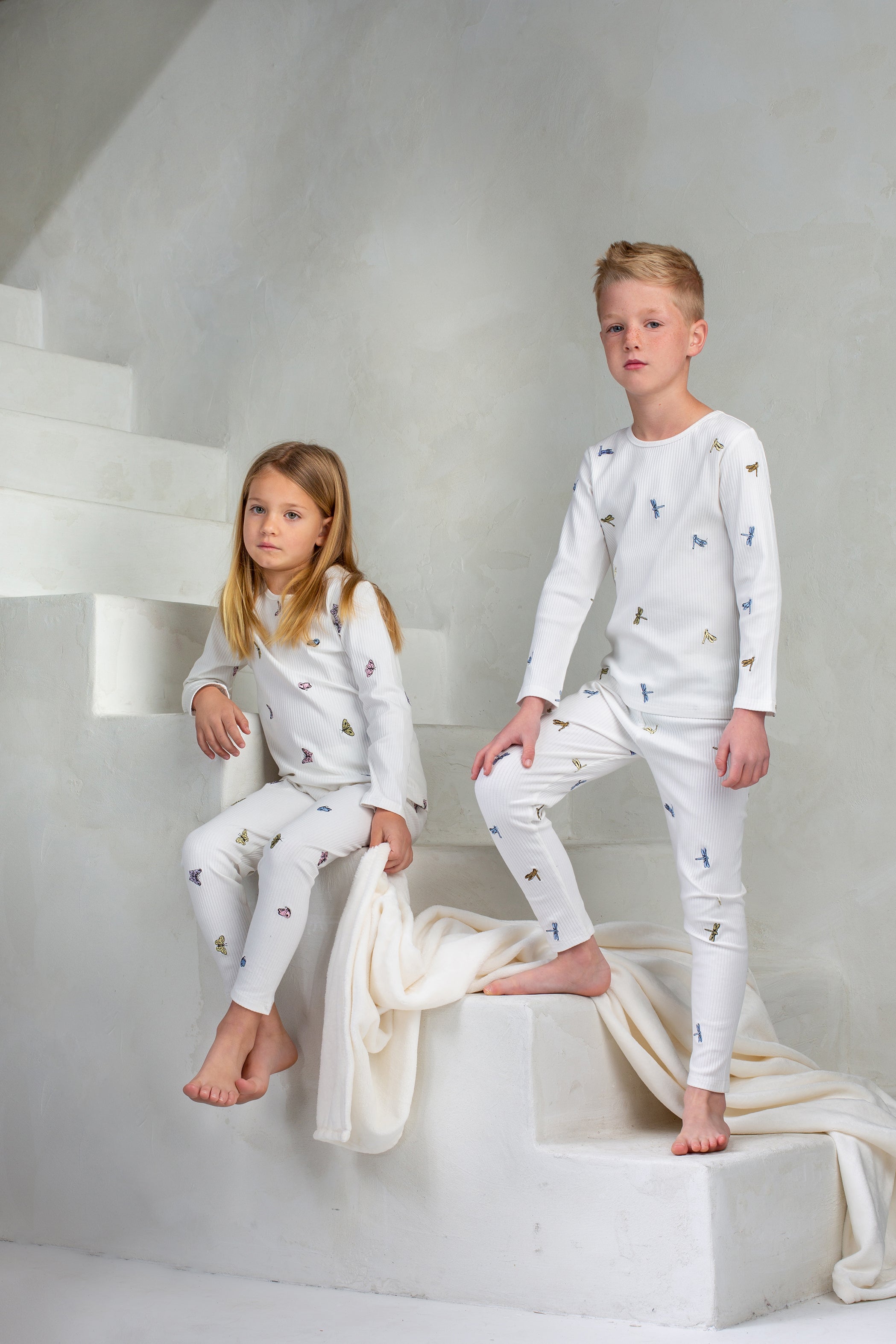 Pastel Dragonflies Loungewear Set, White