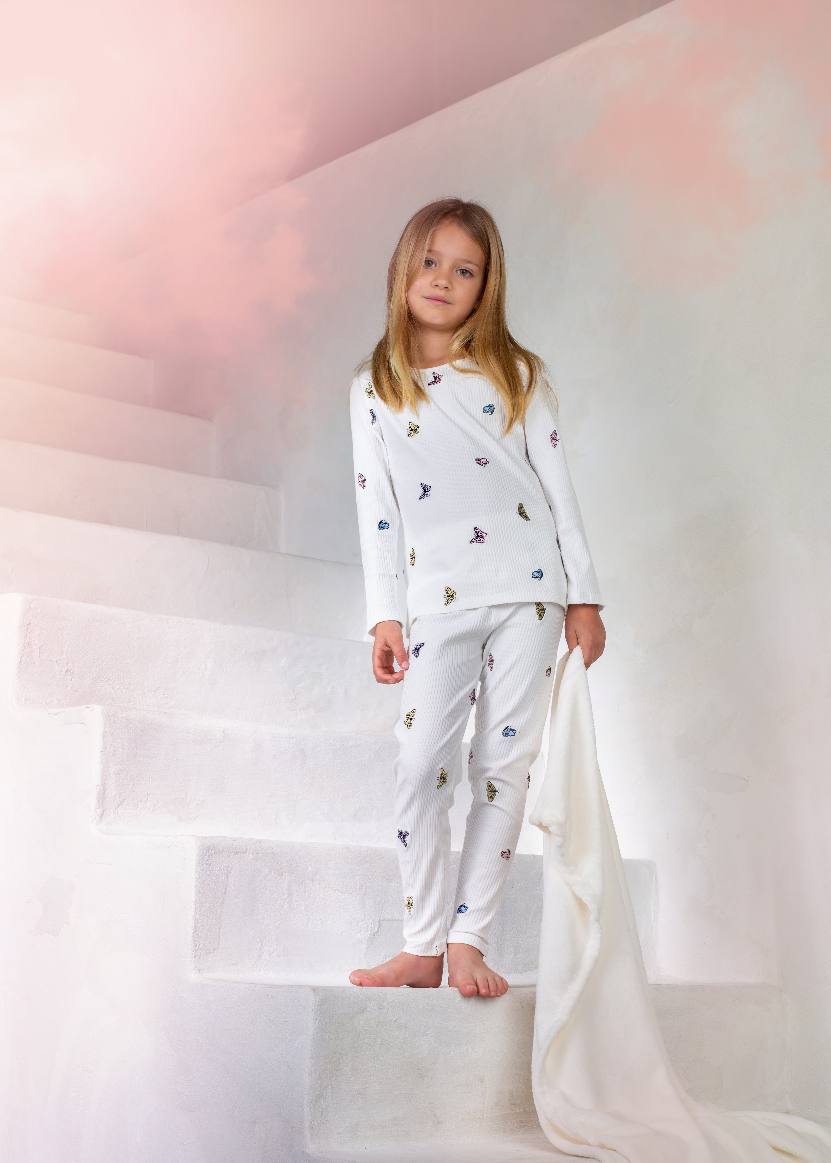 Pastel Dragonflies Loungewear Set, White