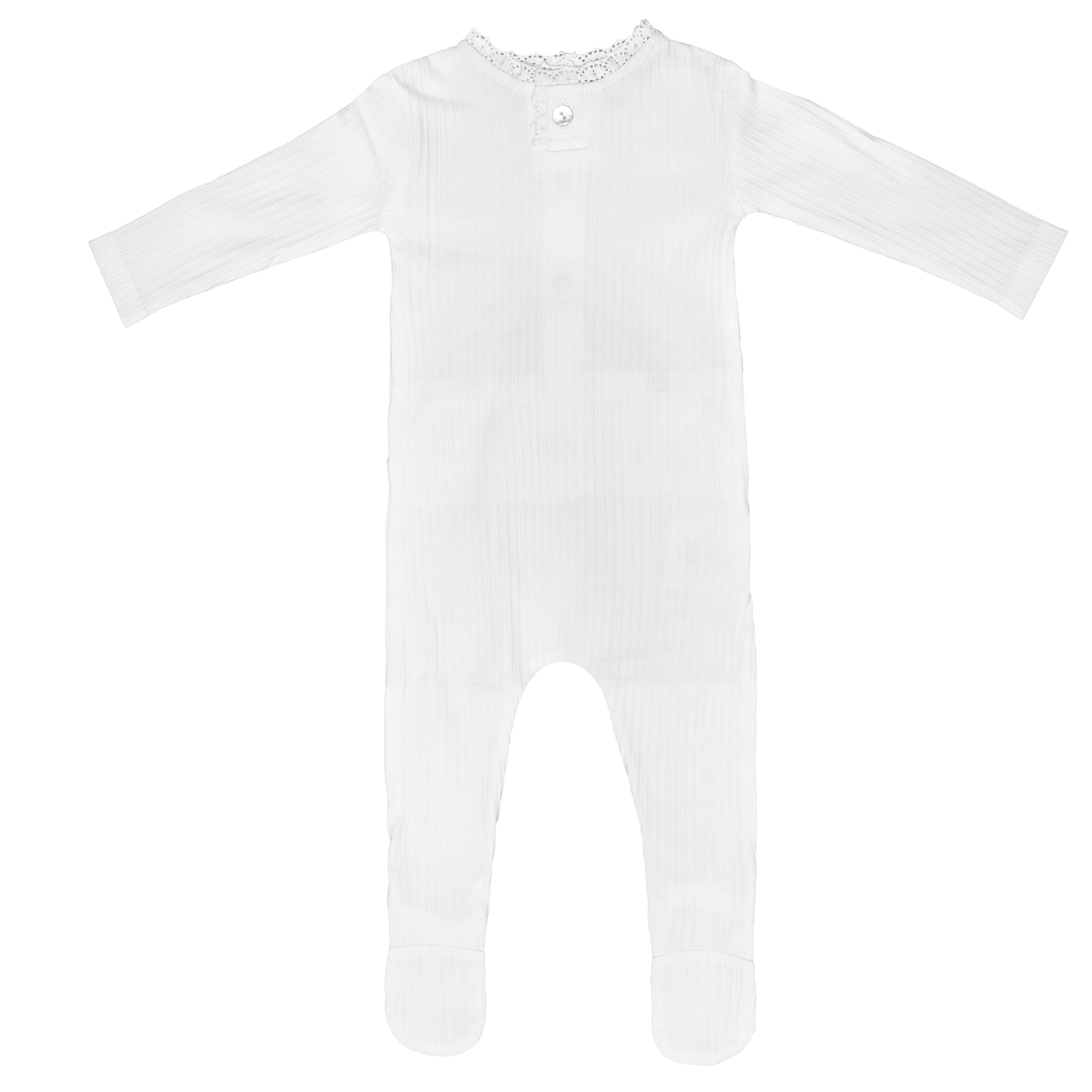 Laced Trim Footie, Ivory Girl