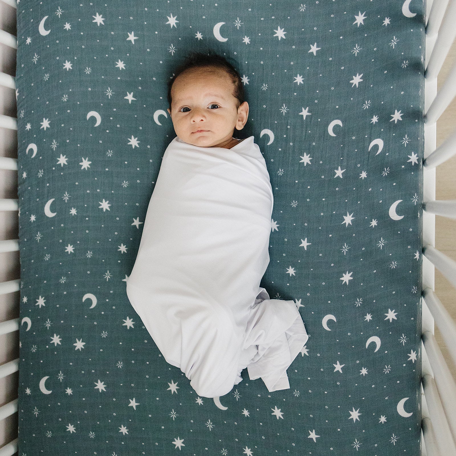 Night Sky Muslin Crib Sheet