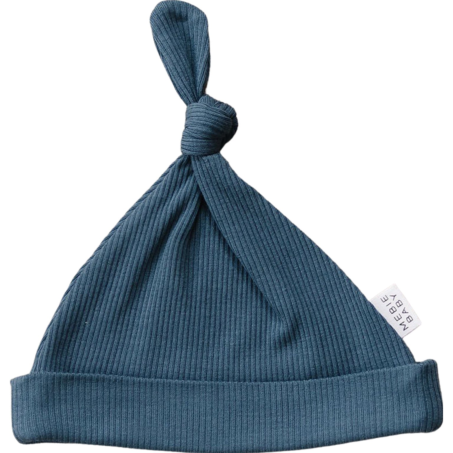 Navy Organic Ribbed Newborn Knot Hat