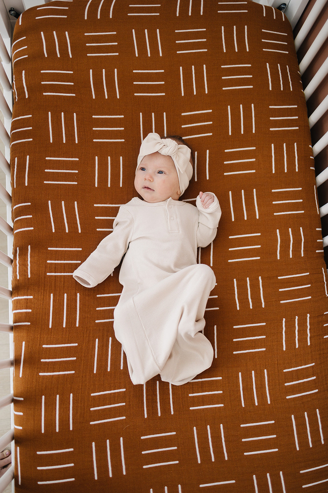 Mustard Mudcloth Crib Sheet