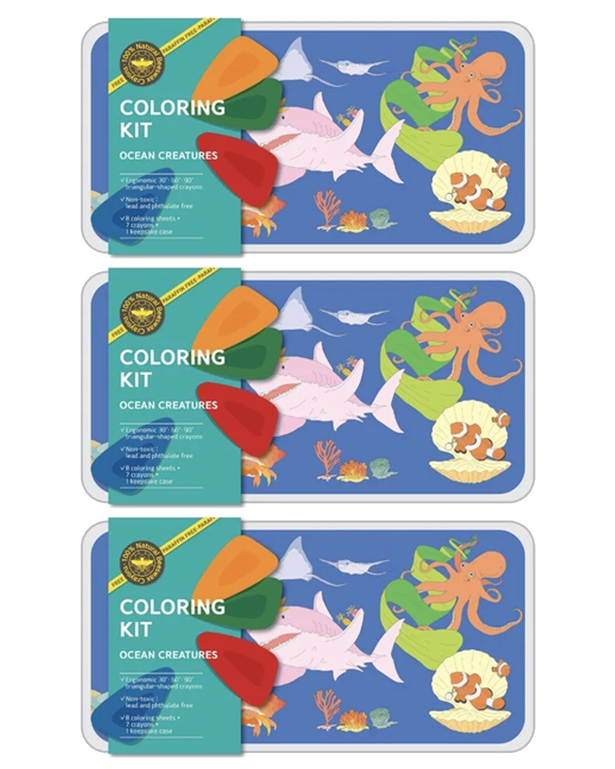 Coloring Kit - 3 Units In Set - Ocean Creatures Large