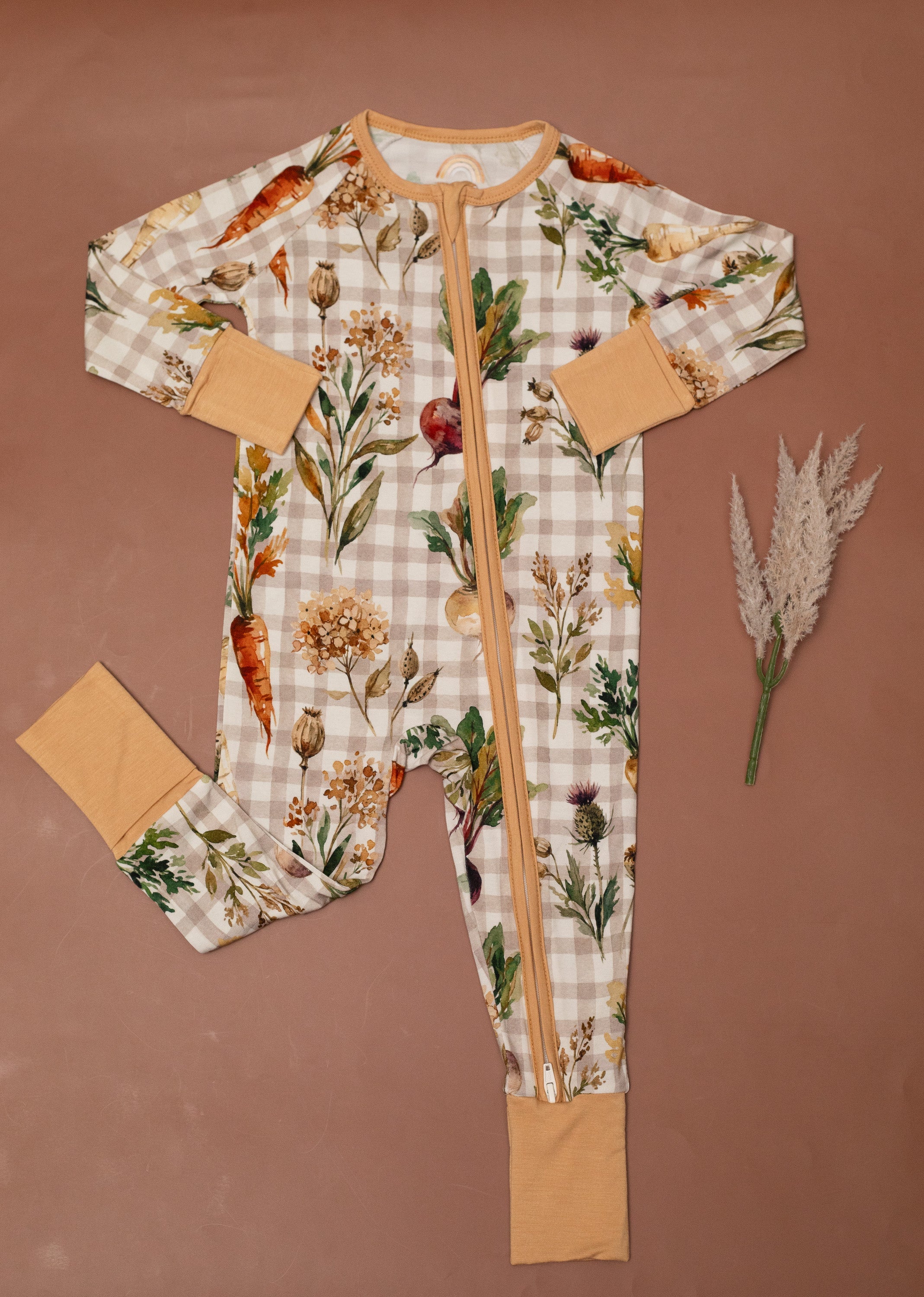 Fall Veggies Baby Bamboo Zipper Romper