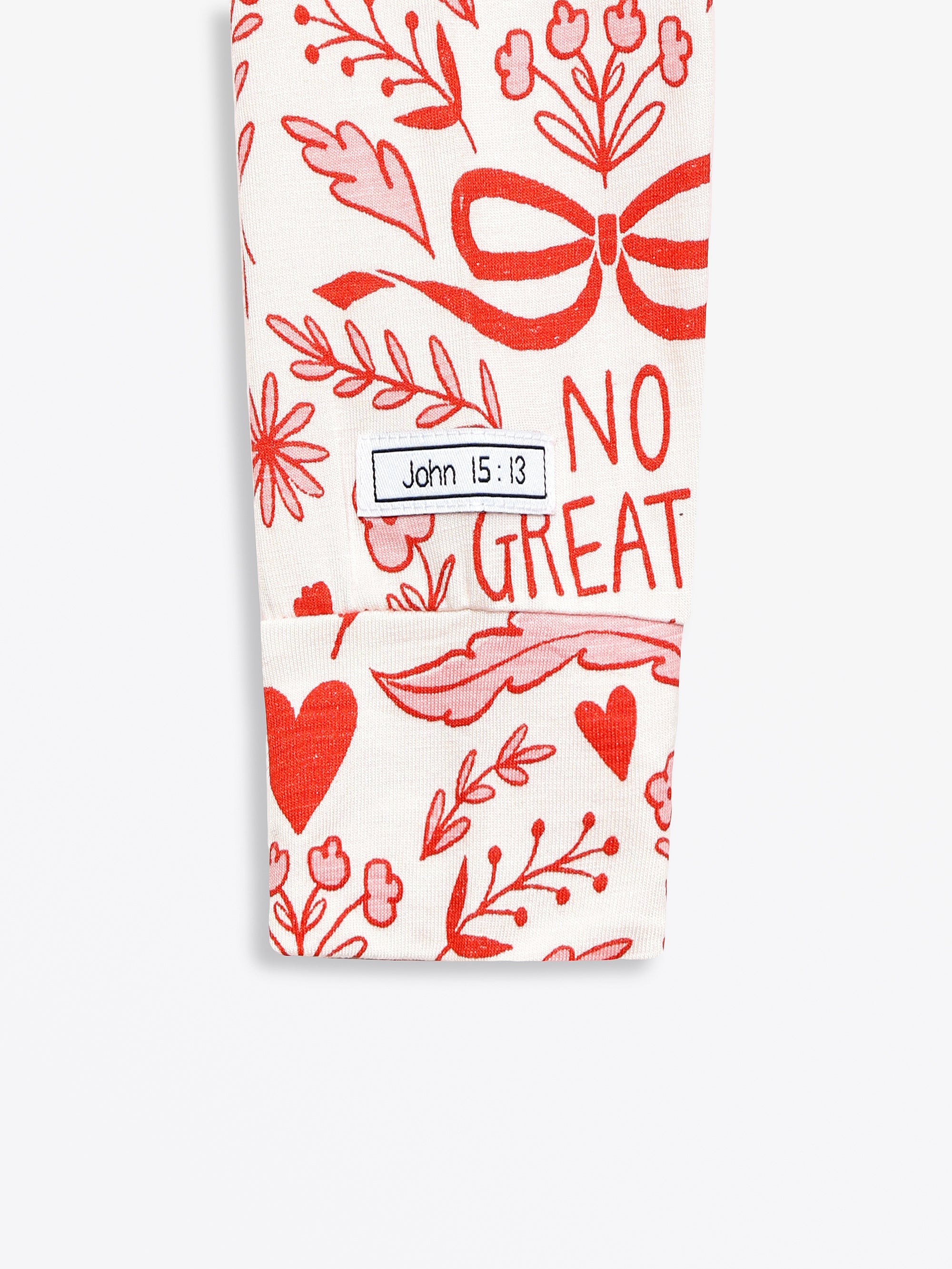 No Greater Love Pink Pj Long Sleeve Set Cotton